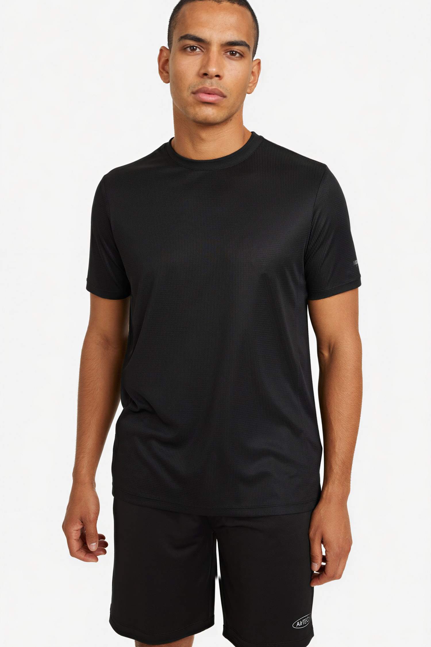 Slim Fit дөңгелек жағалы суретті спорттық қысқа жеңді футболка