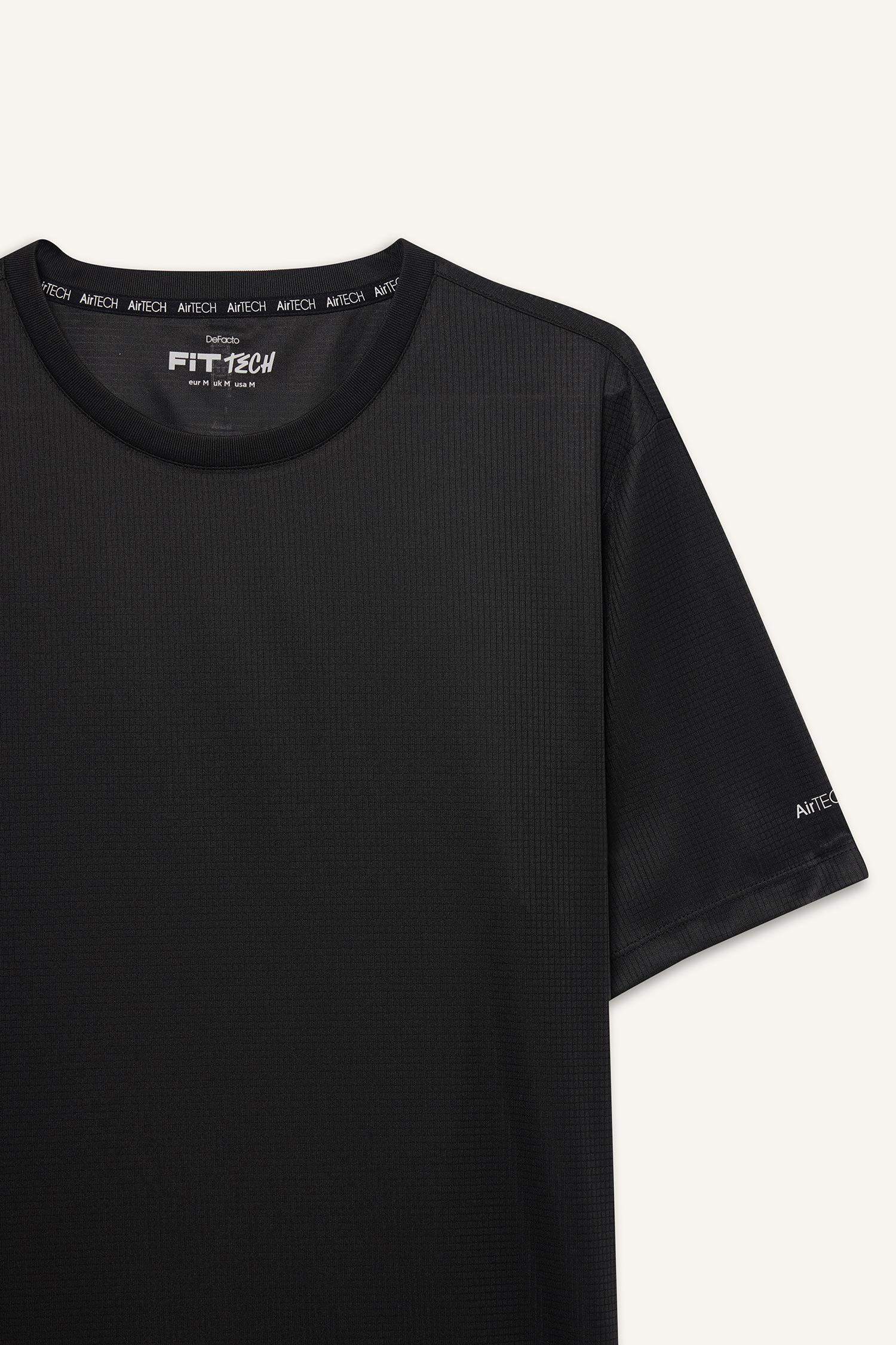 Slim Fit дөңгелек жағалы суретті спорттық қысқа жеңді футболка