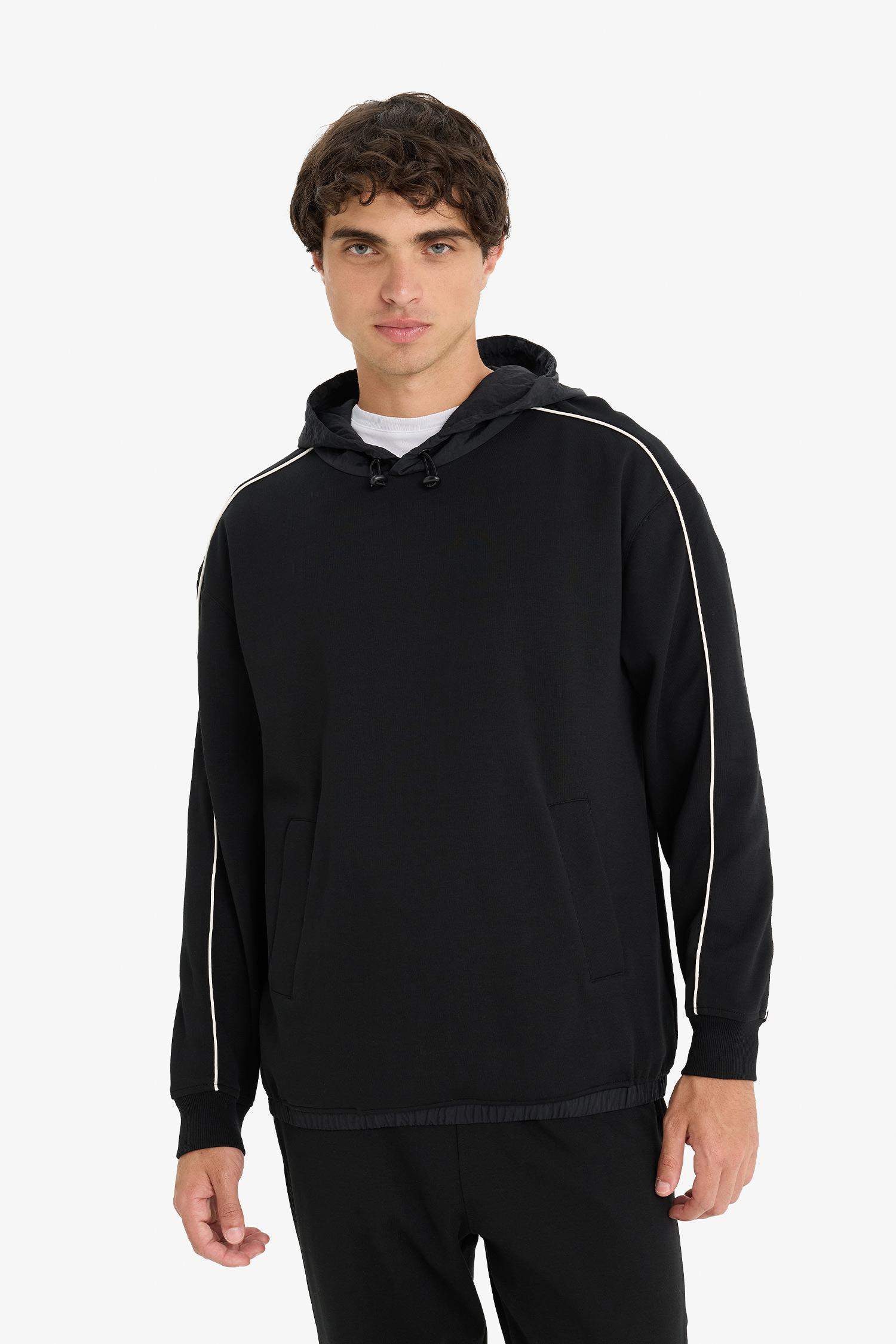 Boxy Fit Kapüşonlu Baskılı Sweatshirt