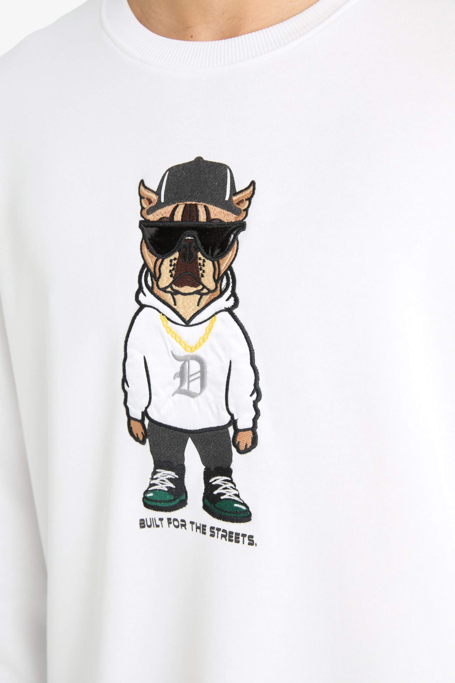 Boxy Fit Bisiklet Yaka Baskılı Sweatshirt