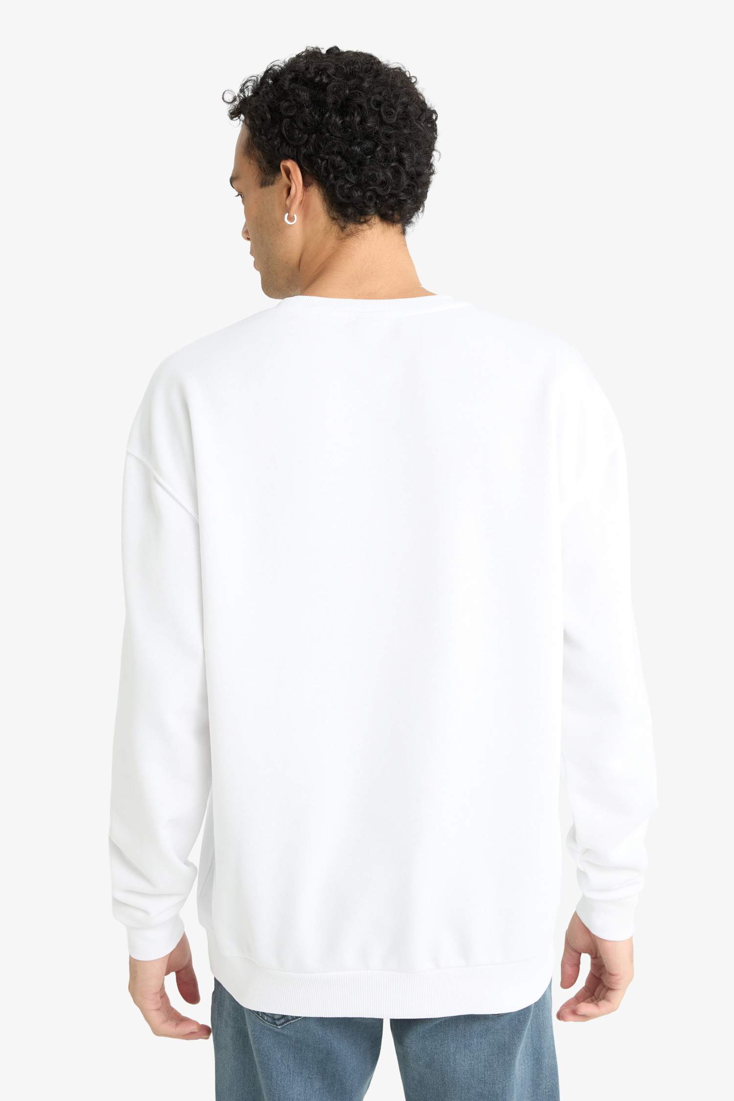 Boxy Fit Bisiklet Yaka Baskılı Sweatshirt