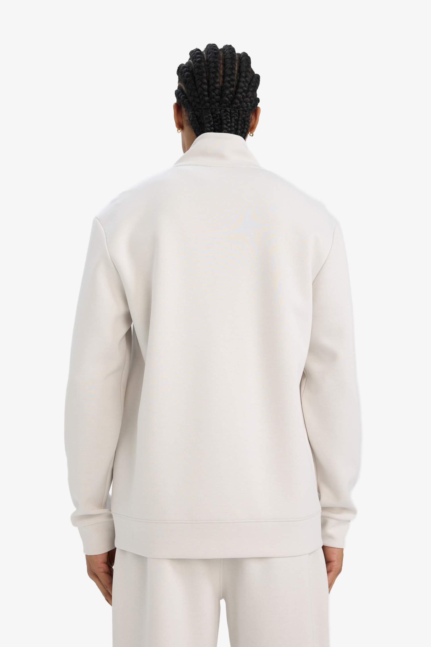 Standart Fit Dik Yaka Skuba Dalgıç Kumaş Fermuarlı Hırka