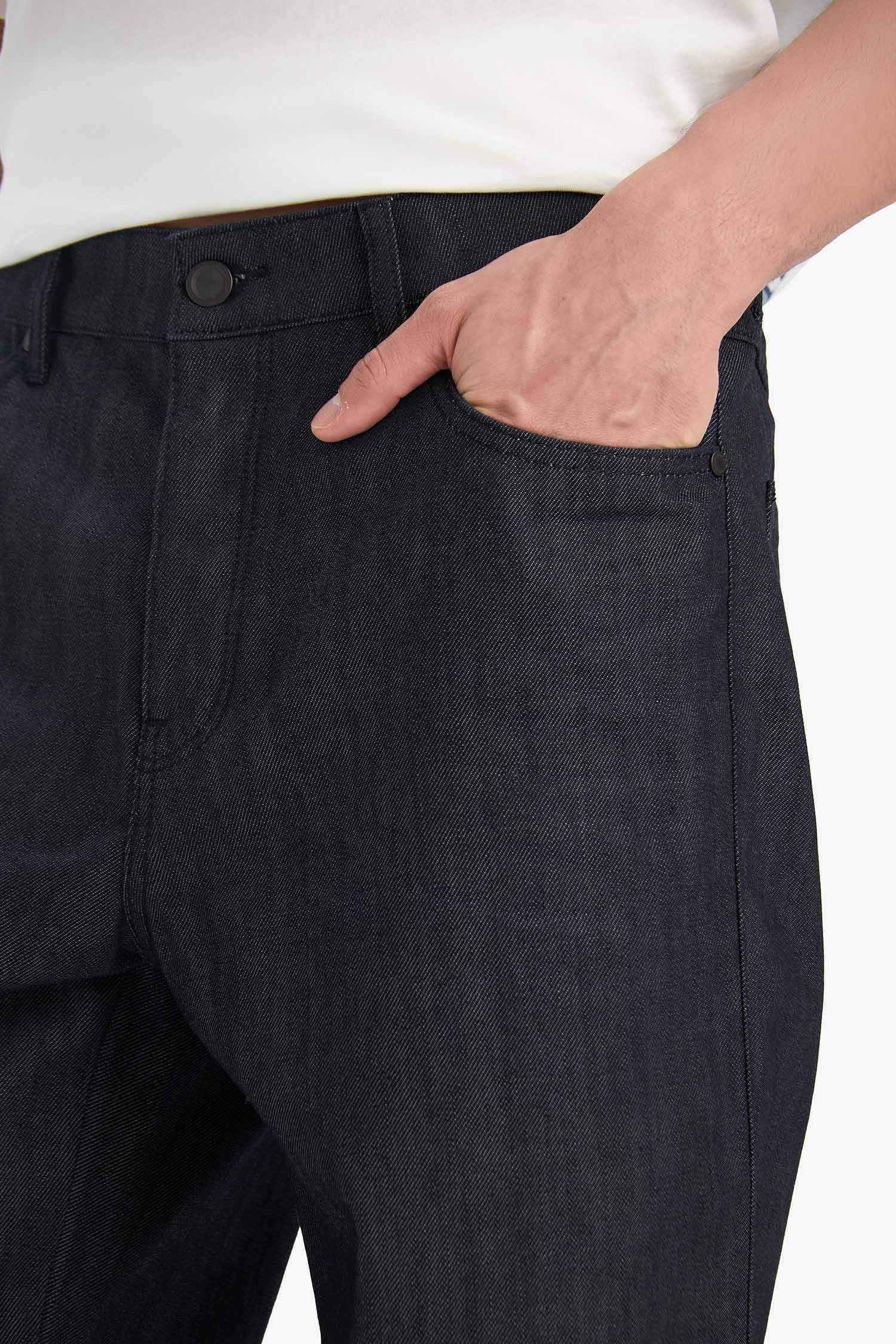 %100 Pamuk Straight Fit Yüksek Bel Geniş Paça Jean Pantolon