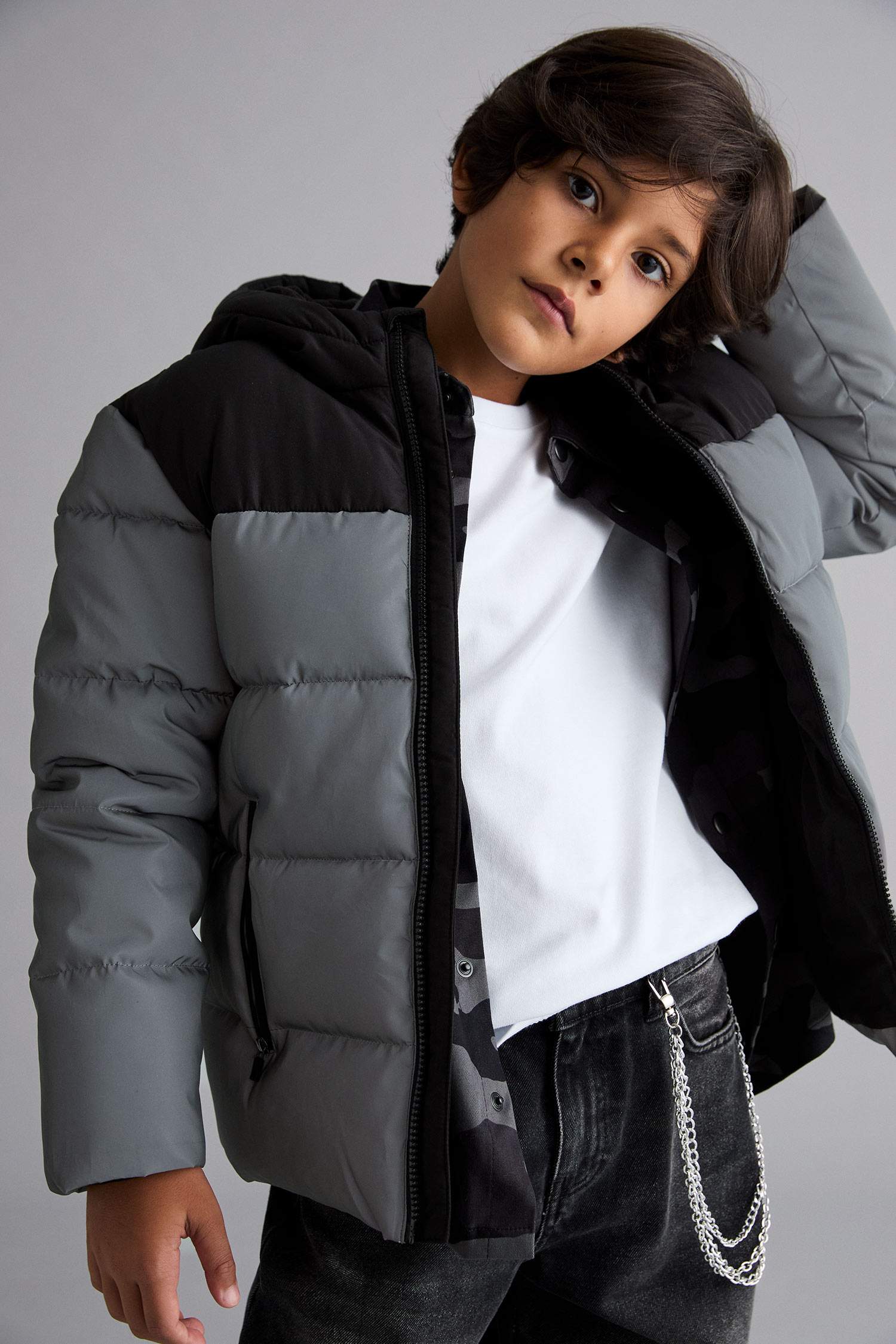 جاكيت بامب اولادي وتر بروف بكابيشون مبطن بالصوف