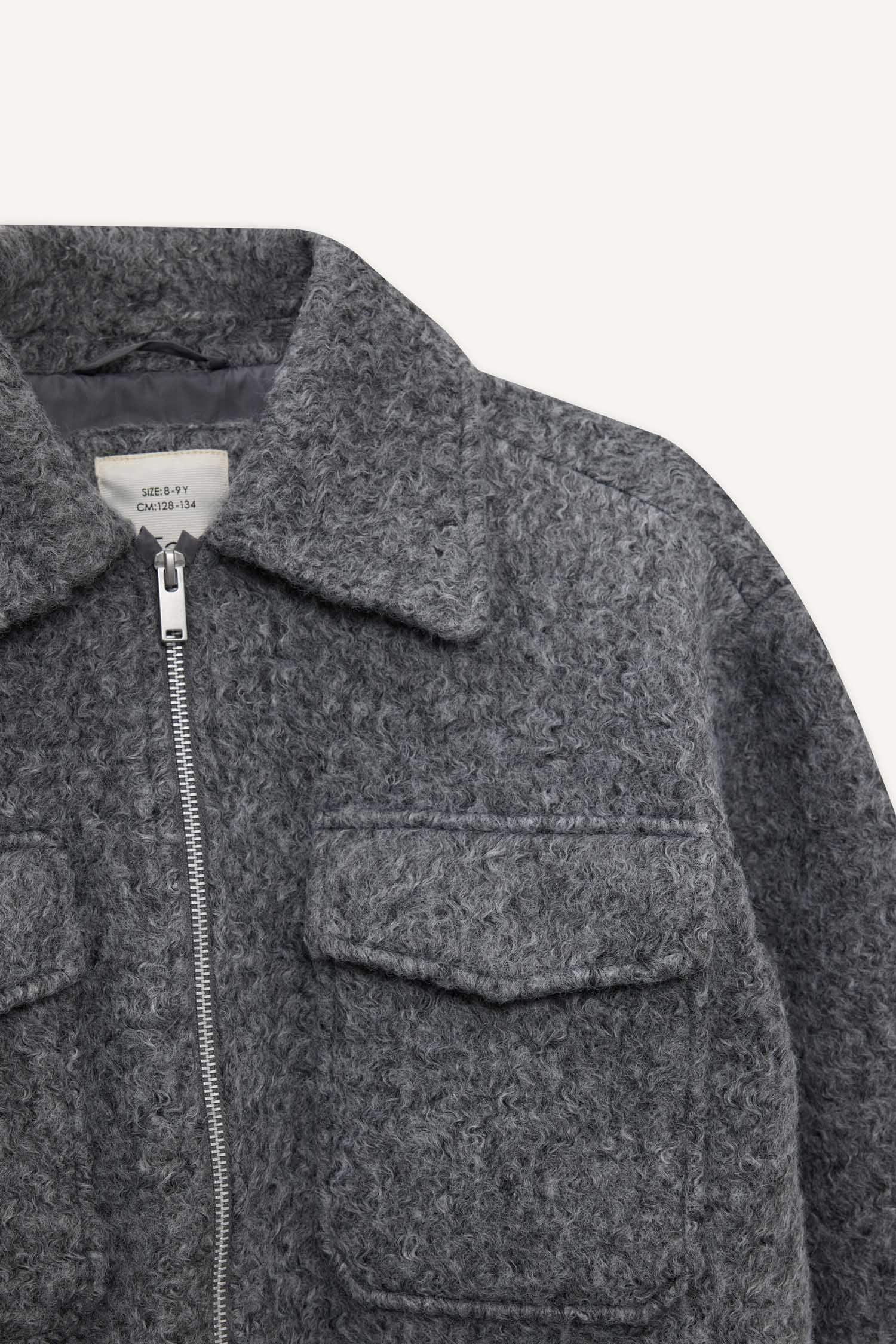 Girl Polo Collar Zippered Puffer Jacket