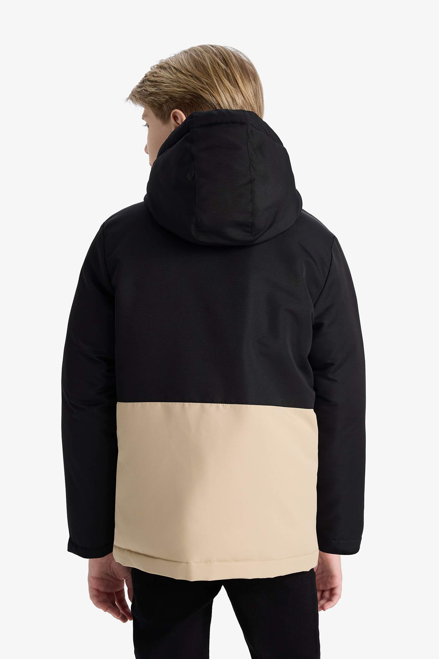 Erkek Çocuk Su İtici Kapüşonlu Fermuarlı Mont