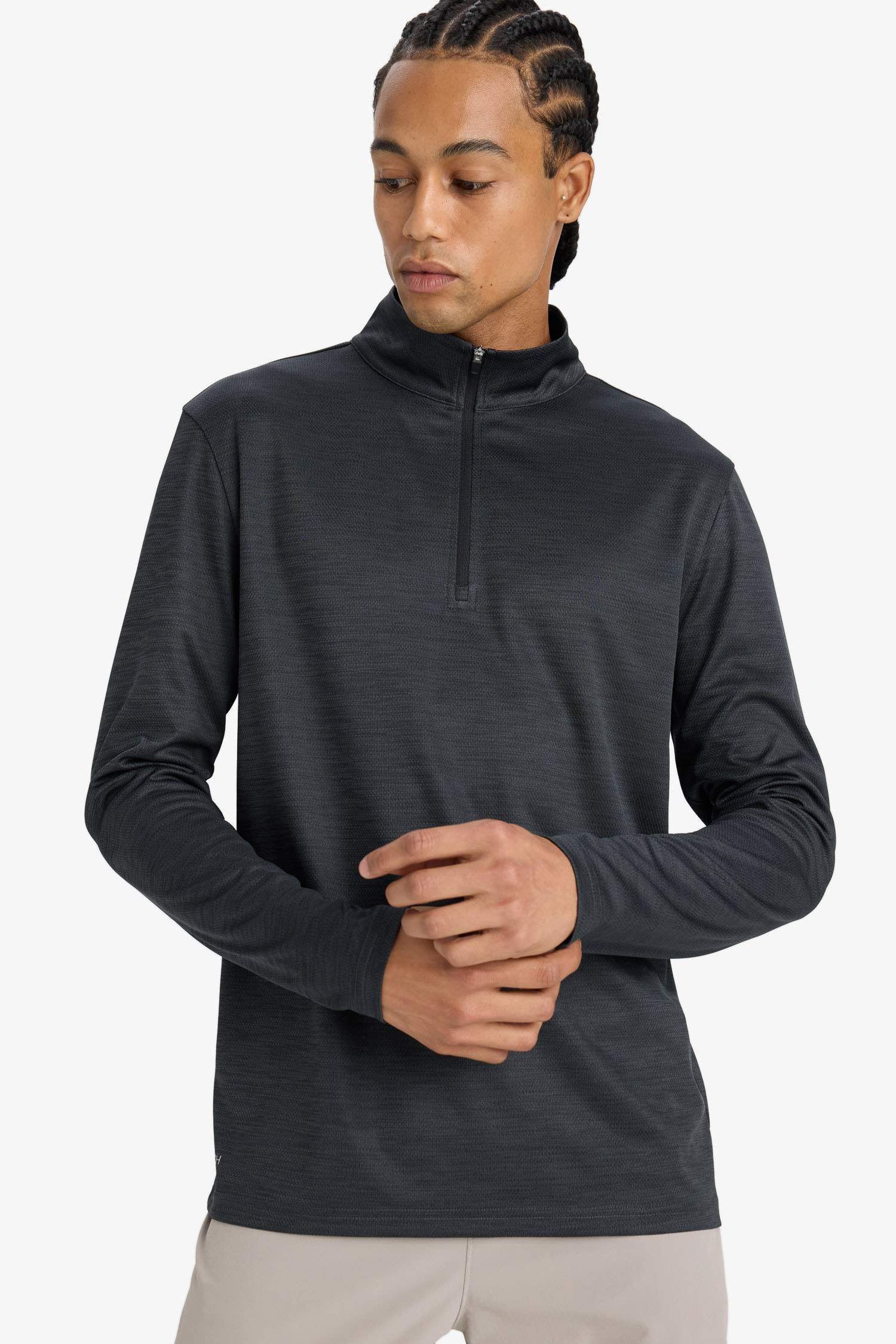 DeFactoFit Slim Fit Dar Kesim Dik Yaka Çabuk Kuruyan Nefes Alabilen Esnek Kumaş Fermuarlı Sporcu Uzun Kollu Body