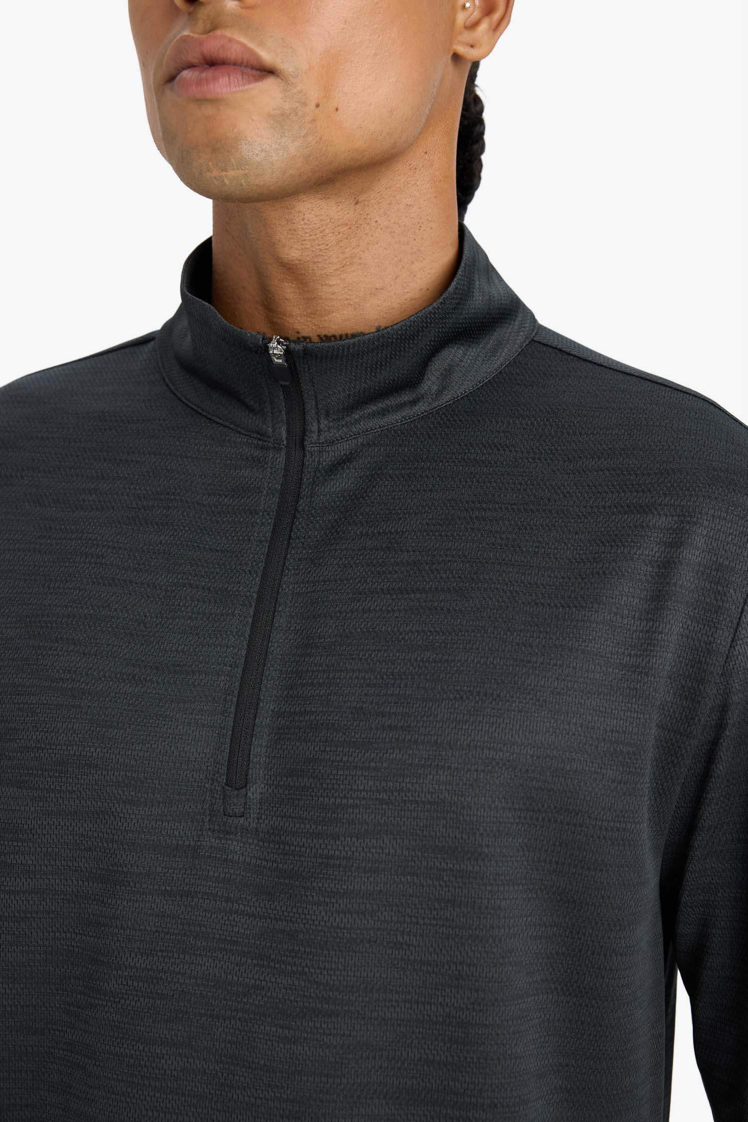 DeFactoFit Slim Fit Dar Kesim Dik Yaka Çabuk Kuruyan Nefes Alabilen Esnek Kumaş Fermuarlı Sporcu Uzun Kollu Body