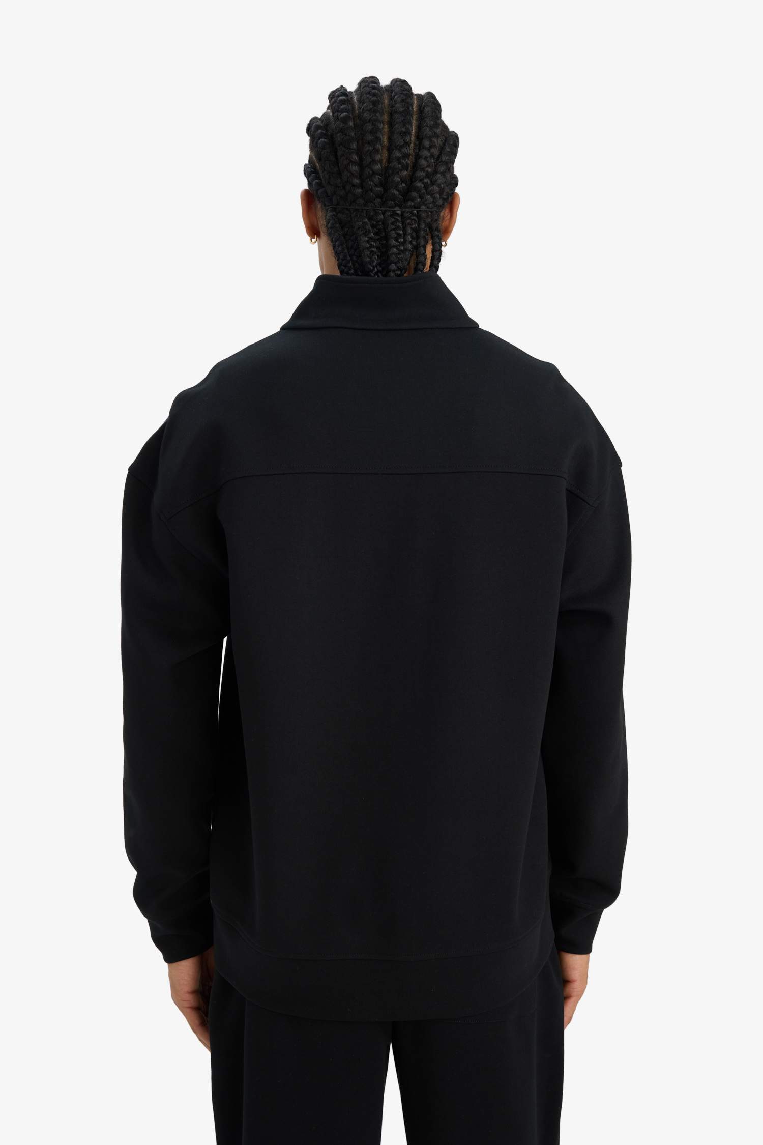 Boxy Fit Dik Yaka Yarım Fermuarlı Skuba Dalgıç Kumaş Sweatshirt