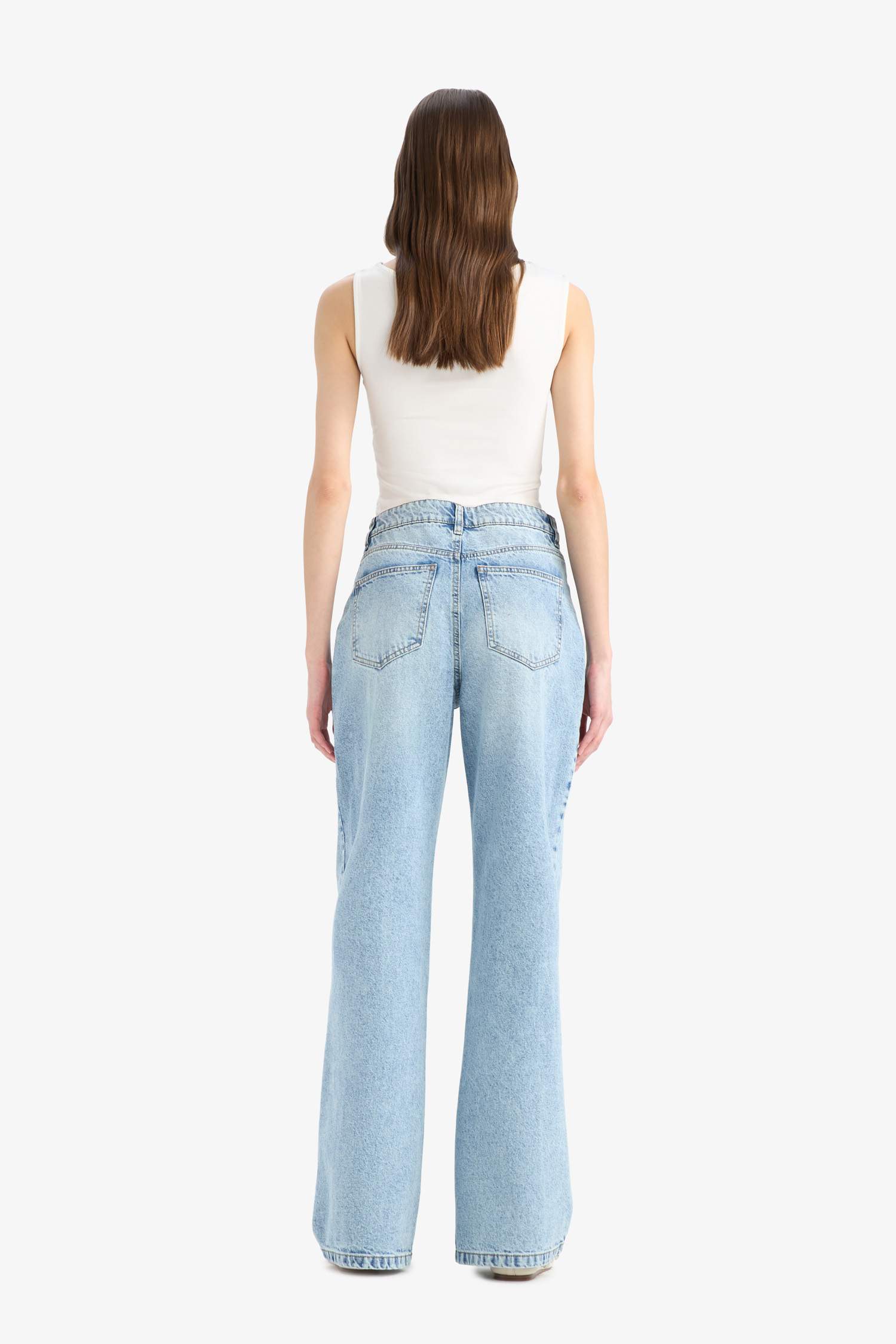 Таңдай Кең деним кең етек Шалбар