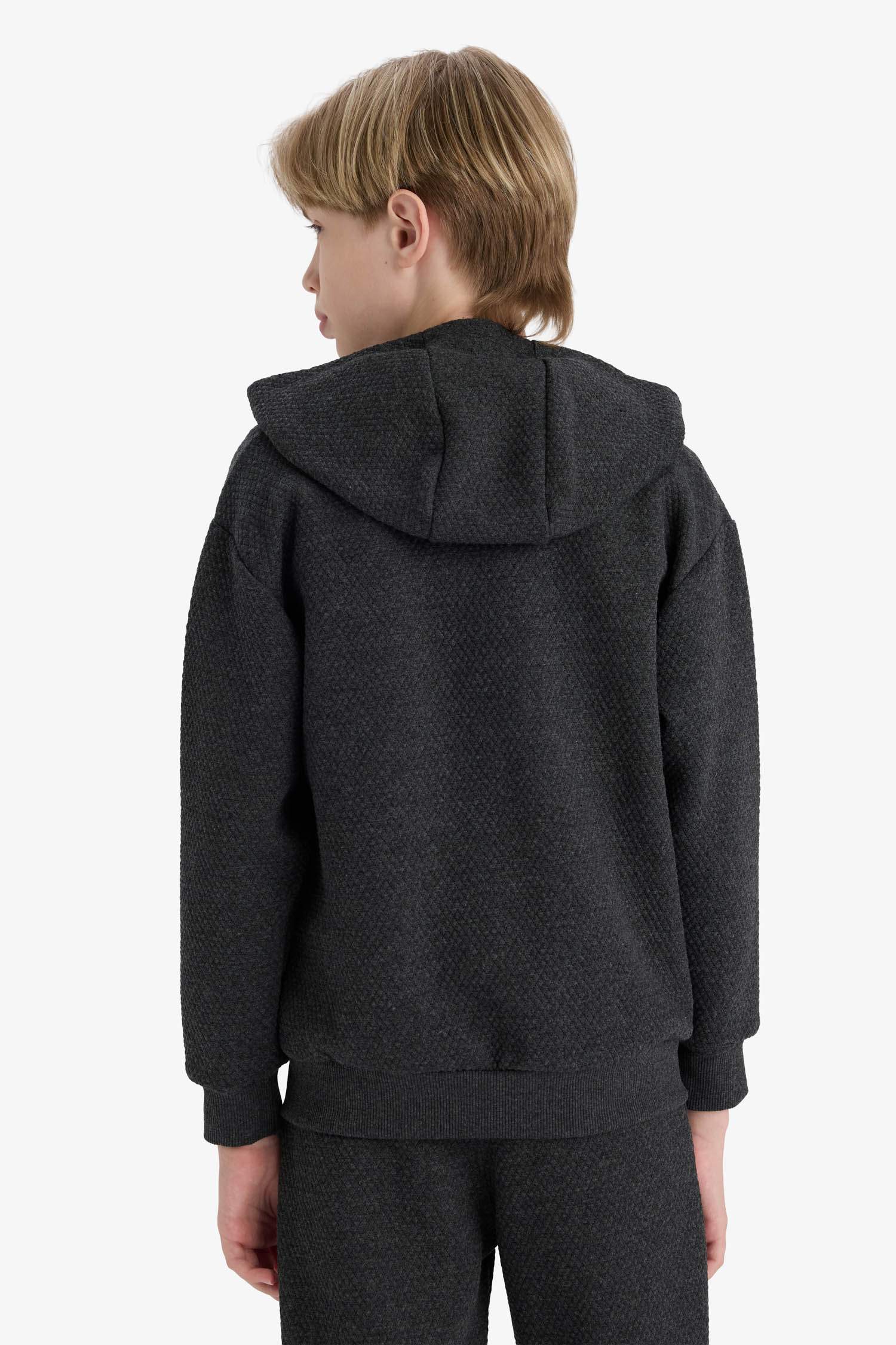 Erkek Çocuk Kapüşonlu Okul Fermuarlı Sweatshirt