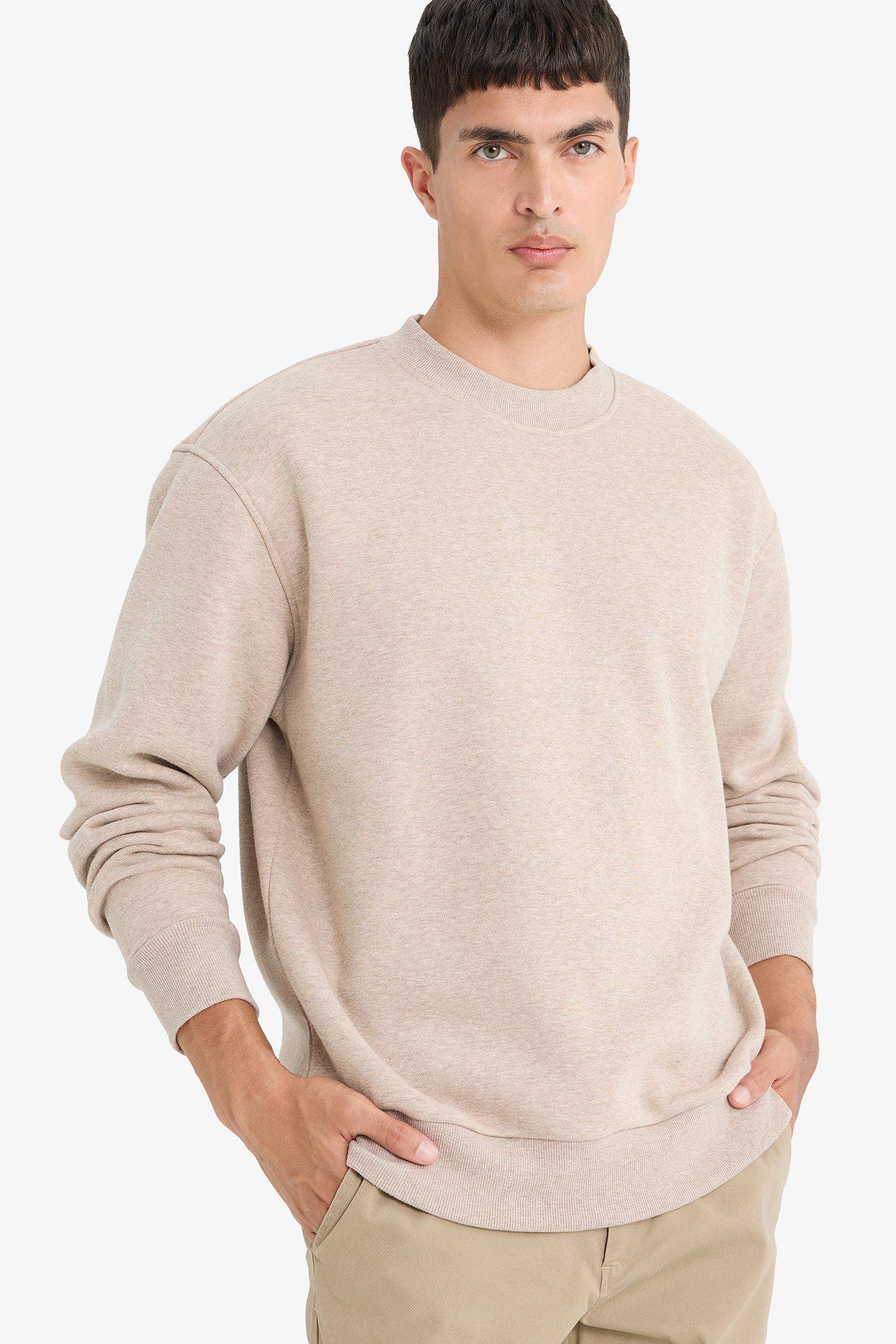 Relax Fit Bisiklet Yaka Kalın Kumaş Sweatshirt