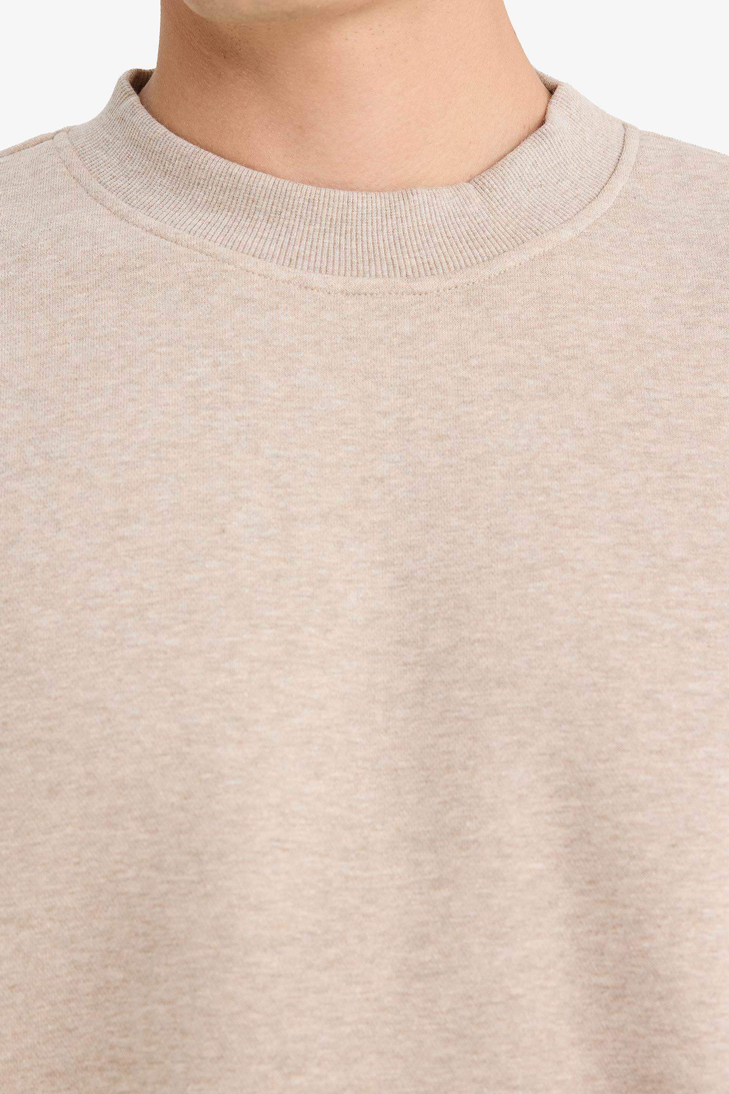 Relax Fit Bisiklet Yaka Kalın Kumaş Sweatshirt