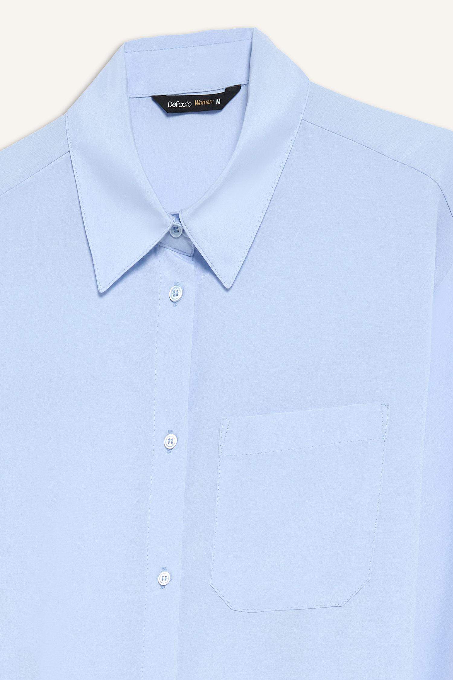Oversize Fit Shirt Collar Poplin Long Sleeve Shirt