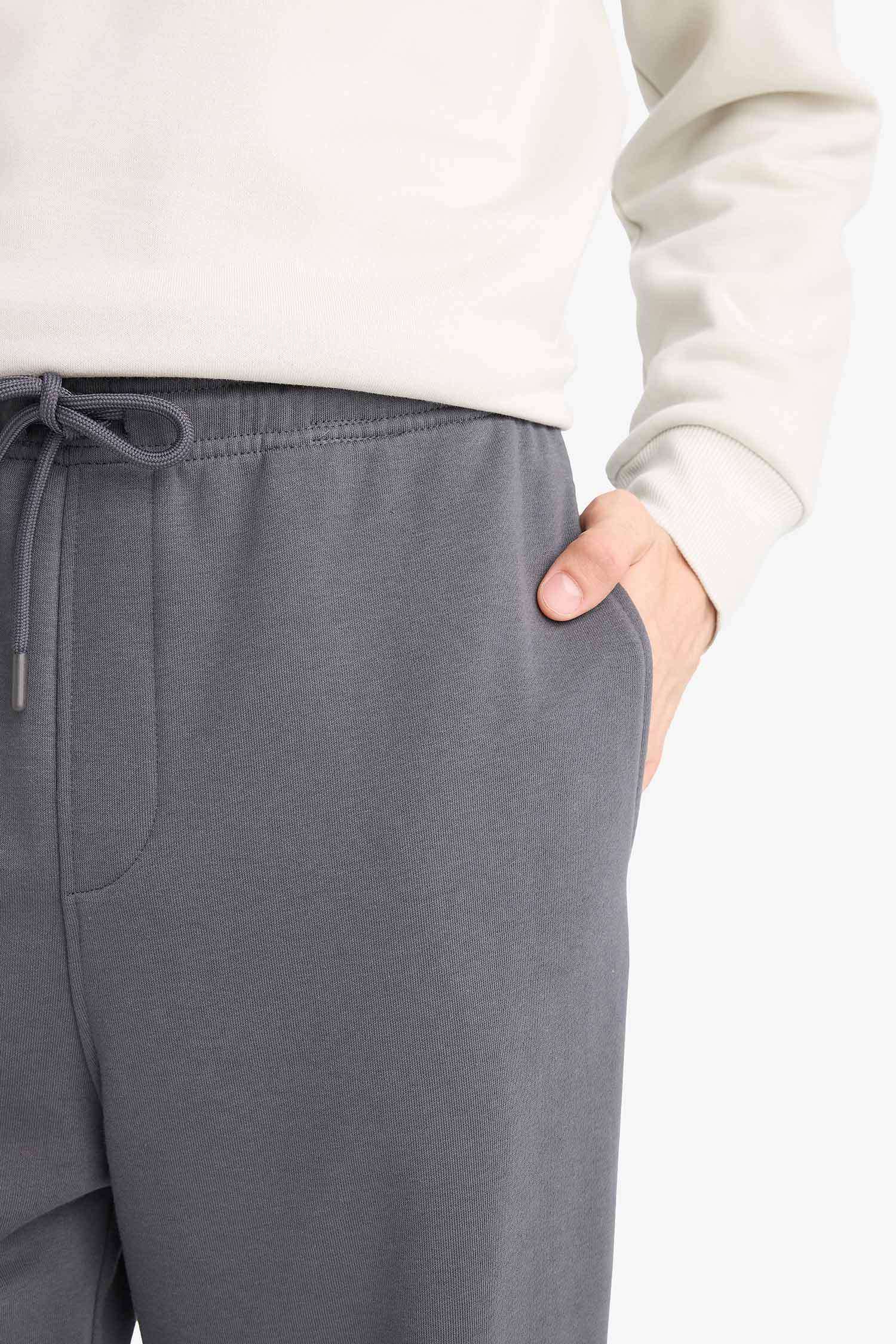 Regular Fit Beli Bağcıklı Paçası Lastikli Cepli Basic Düz Jogger Eşofman Altı