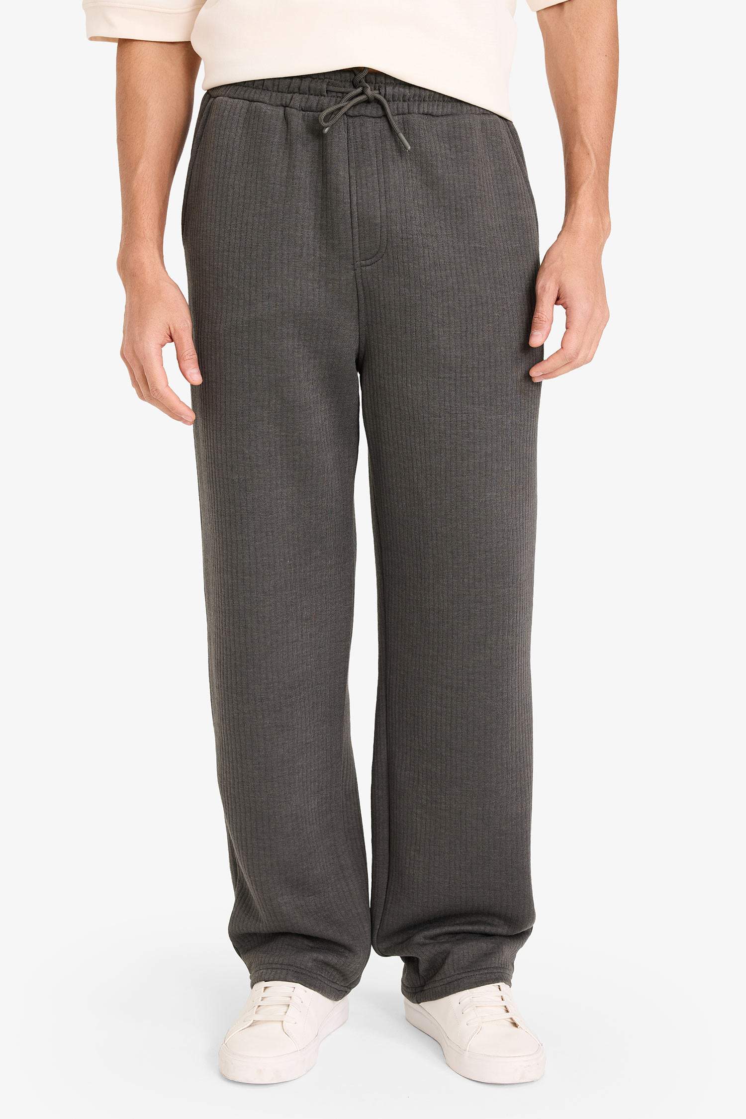 Wide Leg Cepli Geniş Paça Dokulu Eşofman Altı