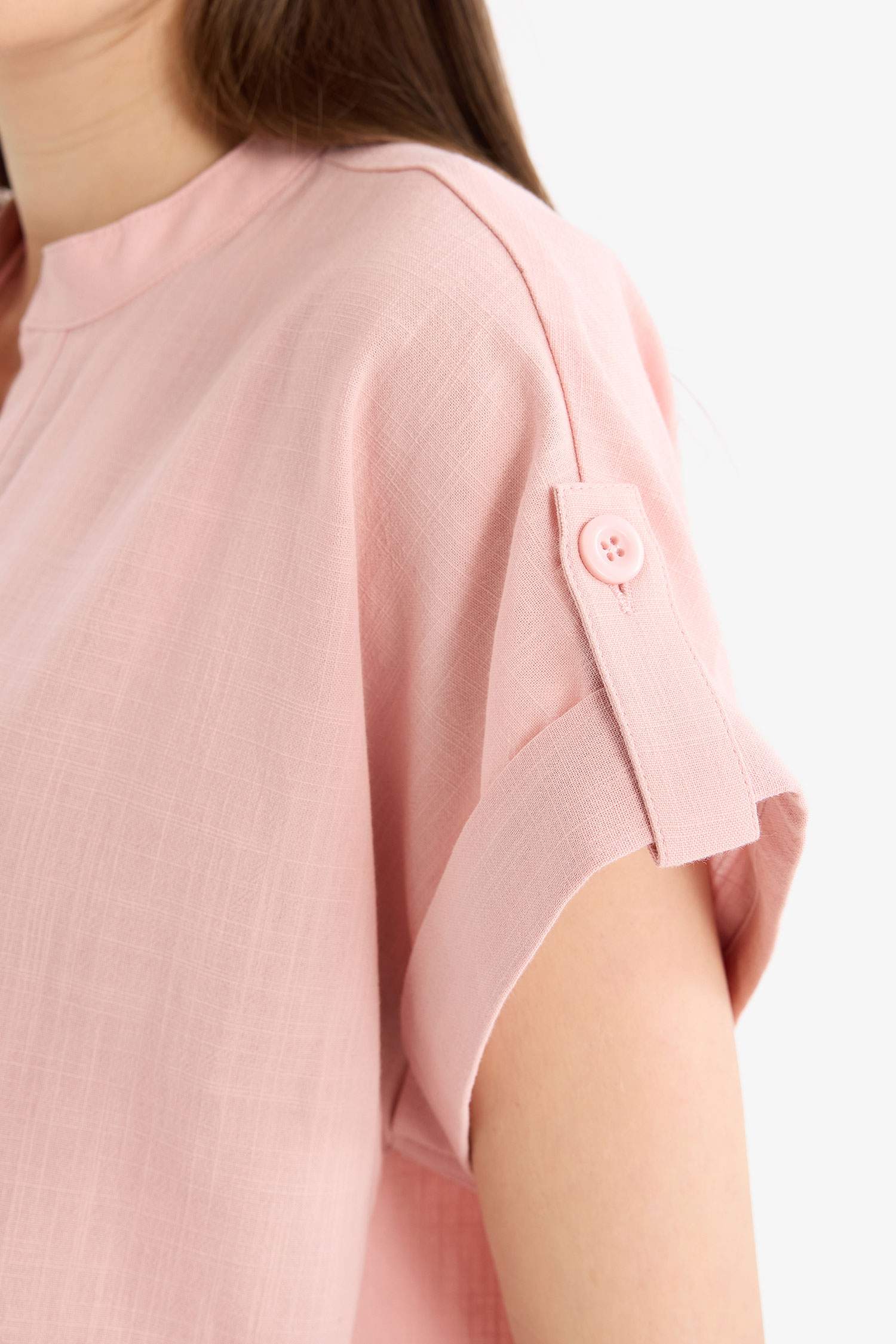 Regular Fit Apaş Yaka Flamlı Pamuk Kısa Kollu Gömlek