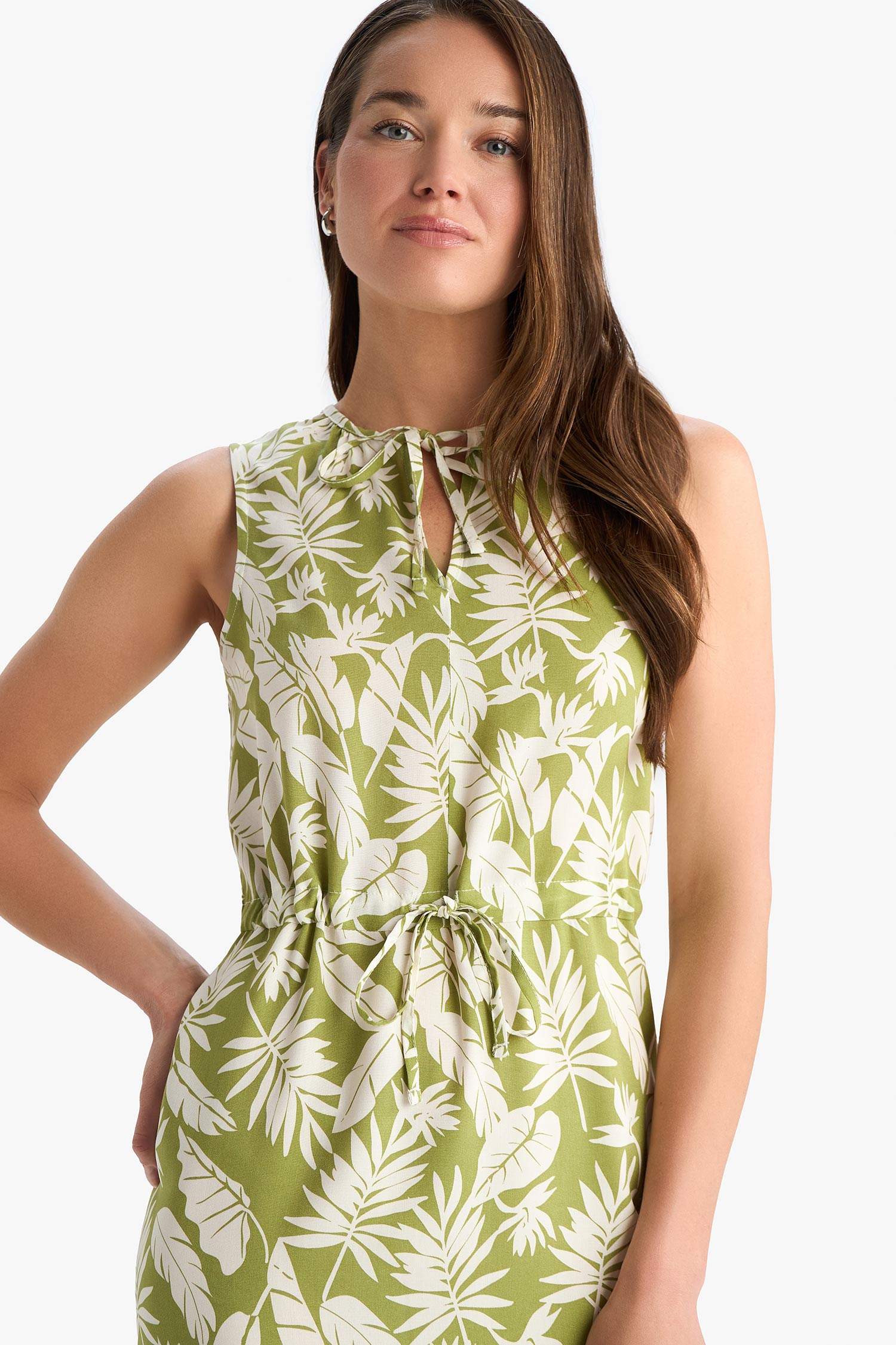 Regular Fit Patterned Sleeveless Midi Dress