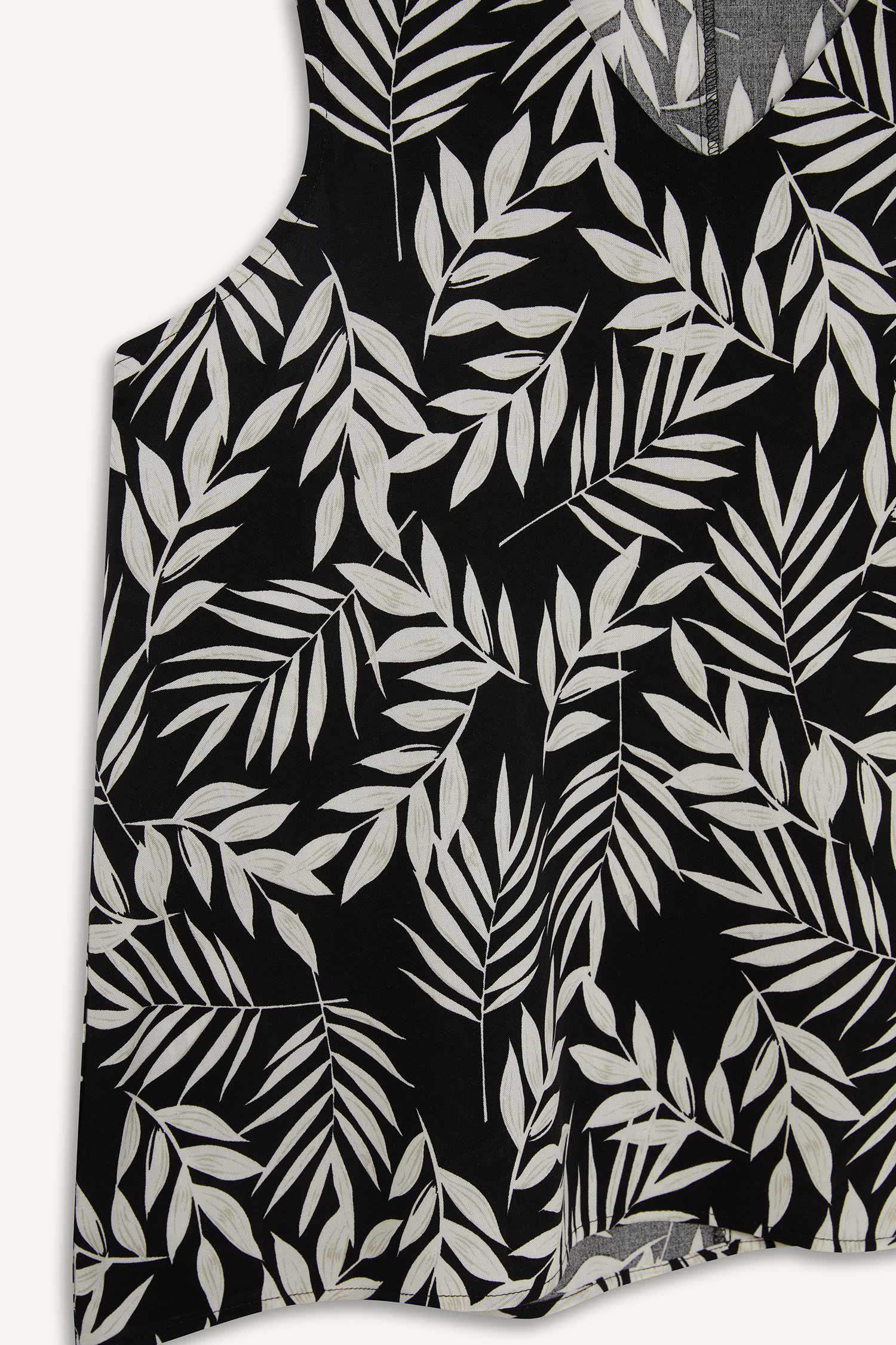 Regular Fit V Yaka Desenli Kolsuz Bluz