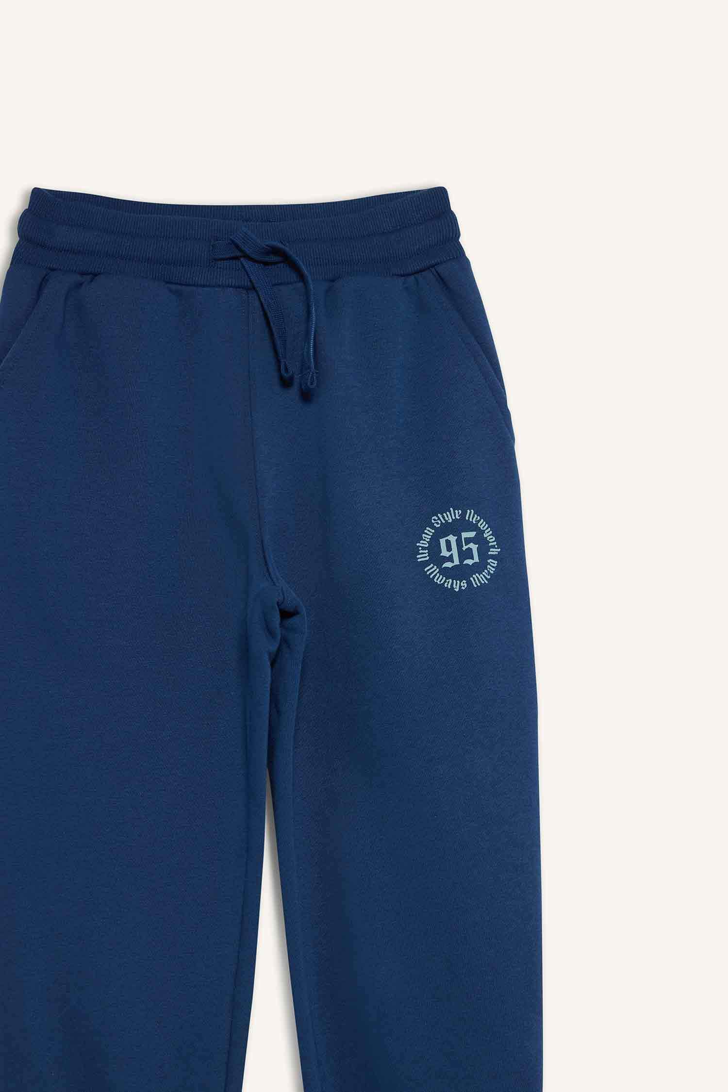 سروال رياضي أولاد مطبوع قماش سميك قصة عادية بخصر مطاطي