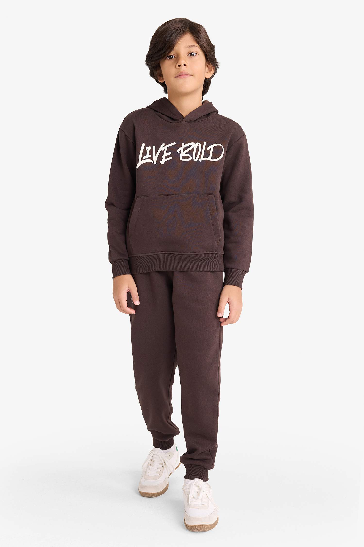 سروال بطبعة شعار قماش سميك قصة عادية