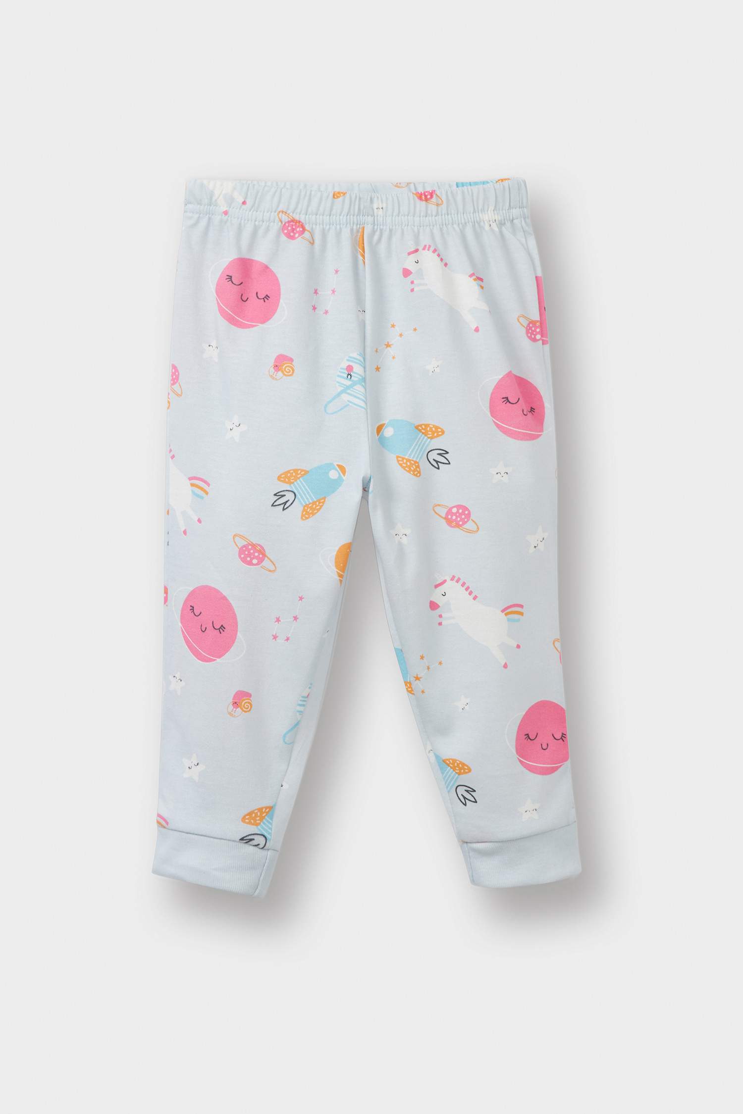 Baby Girl Space Printed Cotton Top Bottoms 2 Piece Pajama Set