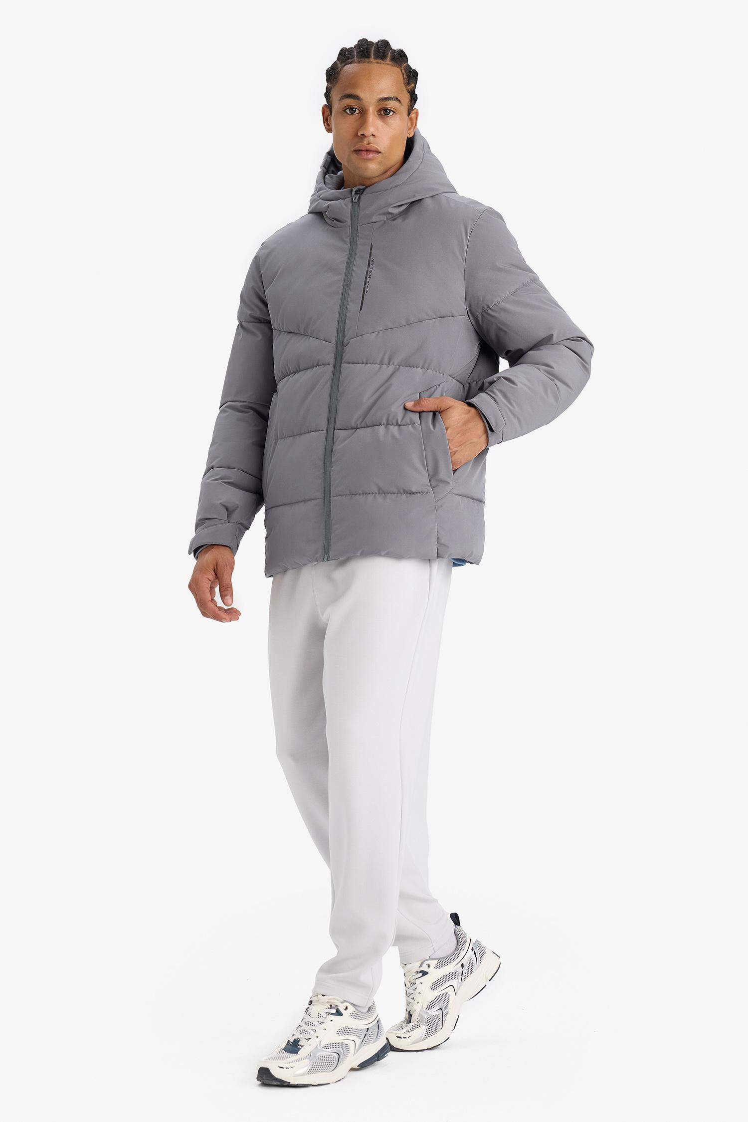 جاكيت دودون شتوي مطبوع قصة عادية بغطاء للرأس طارد للماء