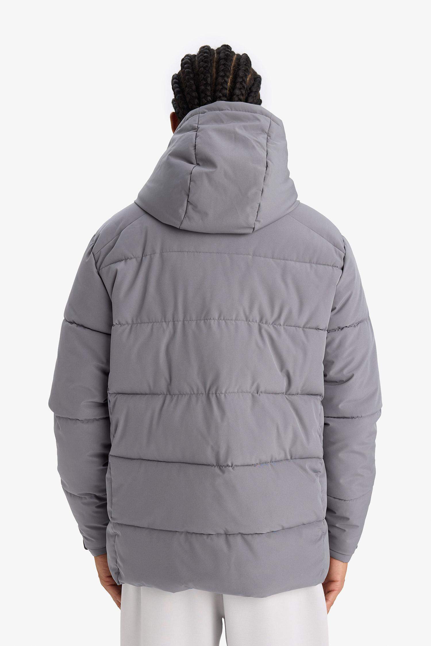 جاكيت دودون شتوي مطبوع قصة عادية بغطاء للرأس طارد للماء