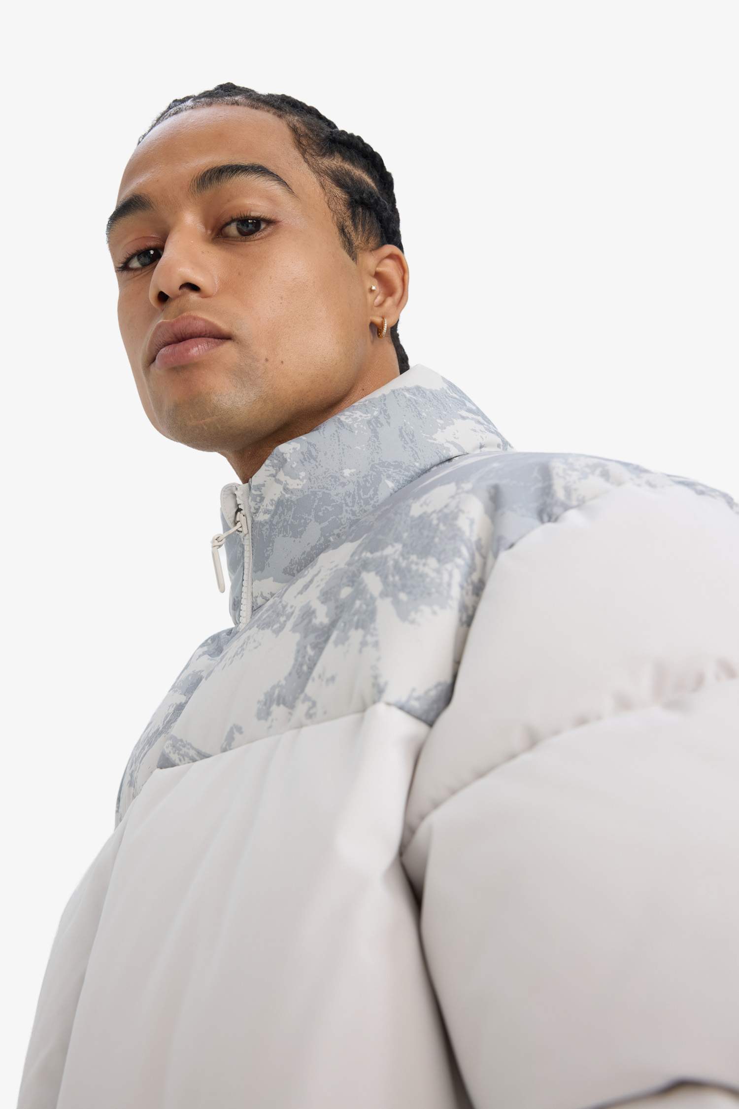 Su İtici Oversize Geniş Kalıp Fermuarlı Rüzgar Geçirmez Şişme Mont