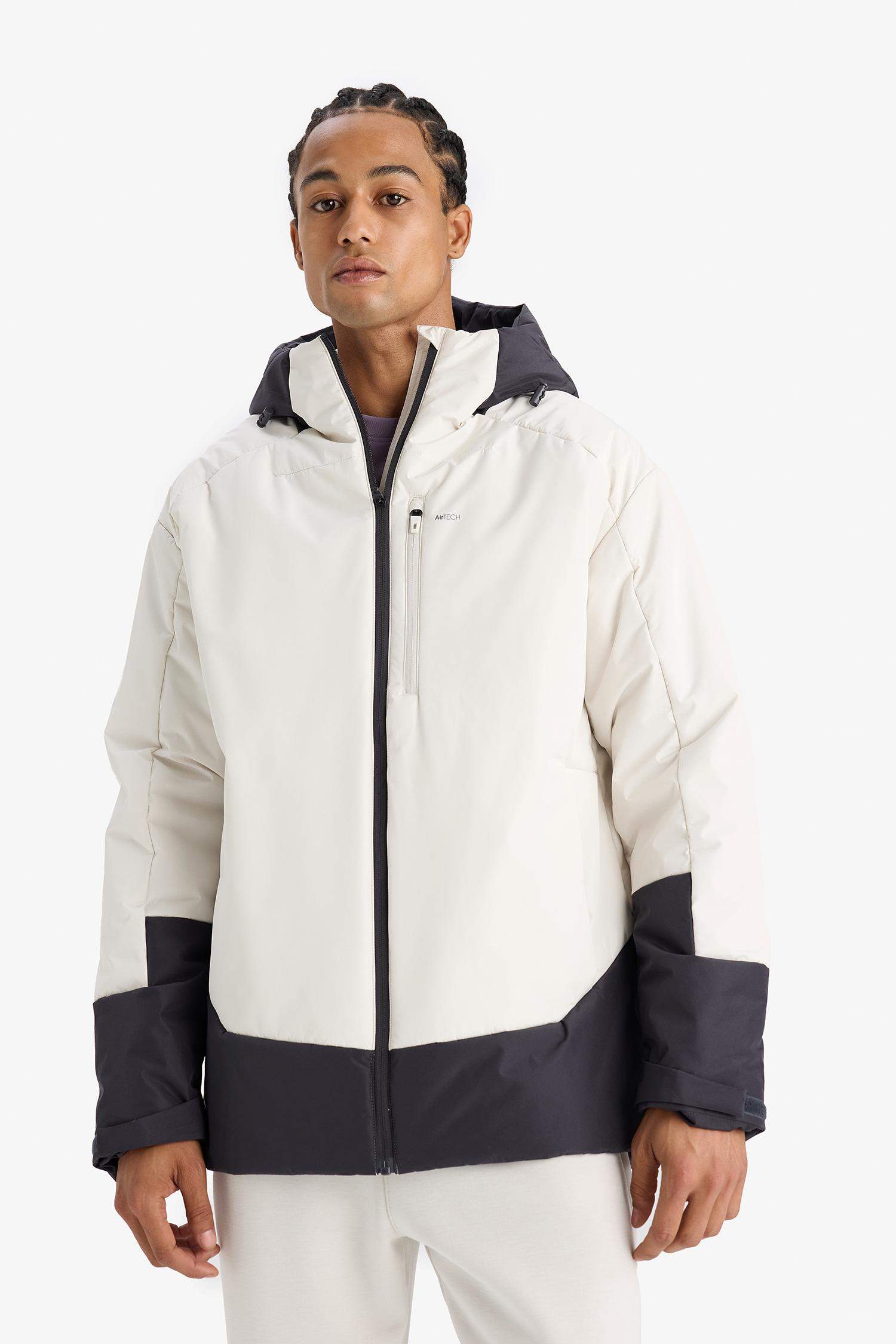 Su İtici Regular Fit Kapüşonlu Fermuarlı Rüzgar Geçirmez Mont