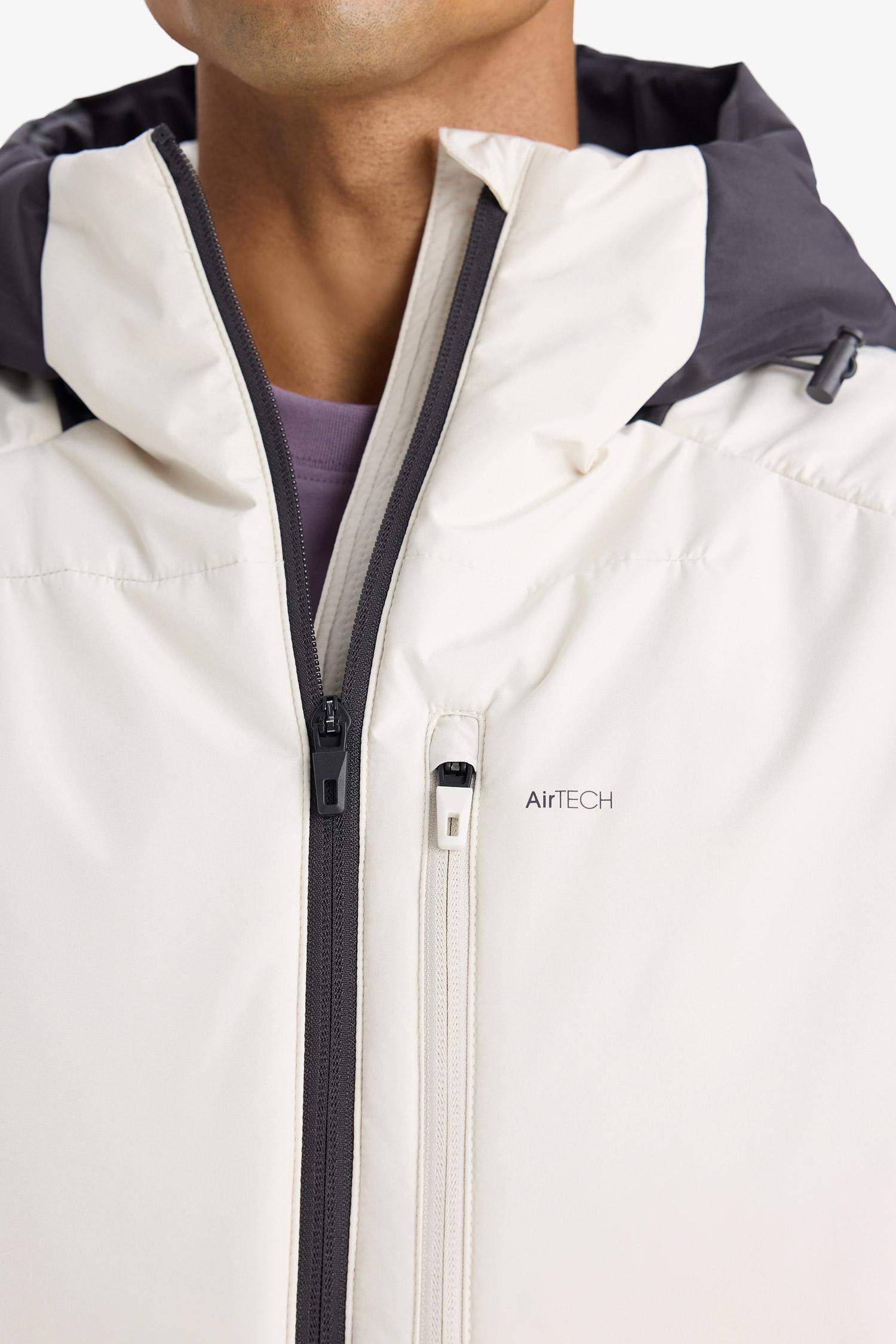 Su İtici Regular Fit Kapüşonlu Fermuarlı Rüzgar Geçirmez Mont