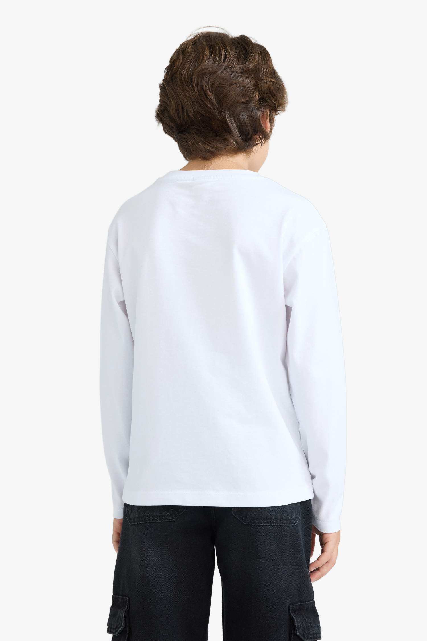 Erkek Çocuk Bisiklet Yaka Baskılı Uzun Kollu Tişört