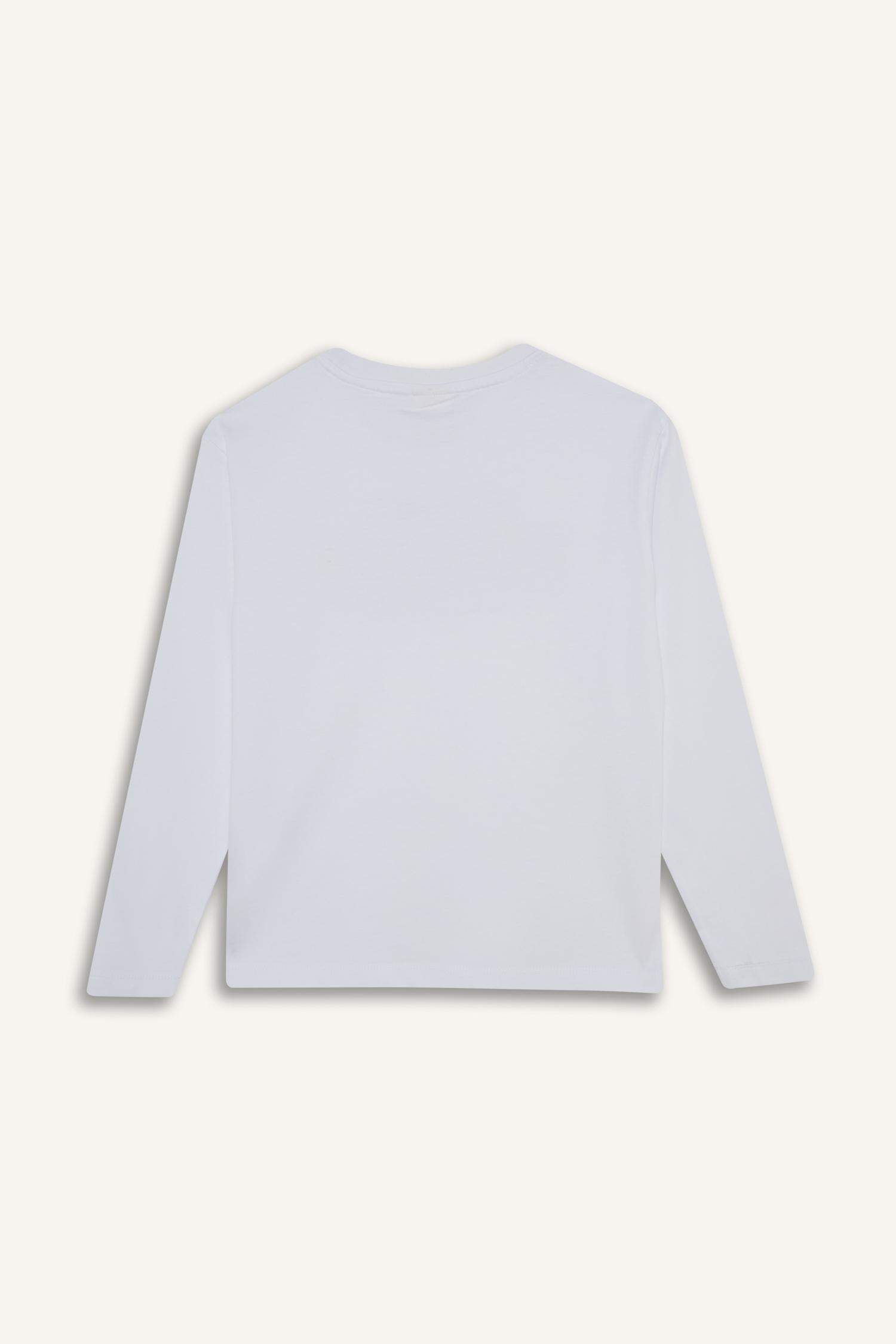 Erkek Çocuk Bisiklet Yaka Baskılı Uzun Kollu Tişört