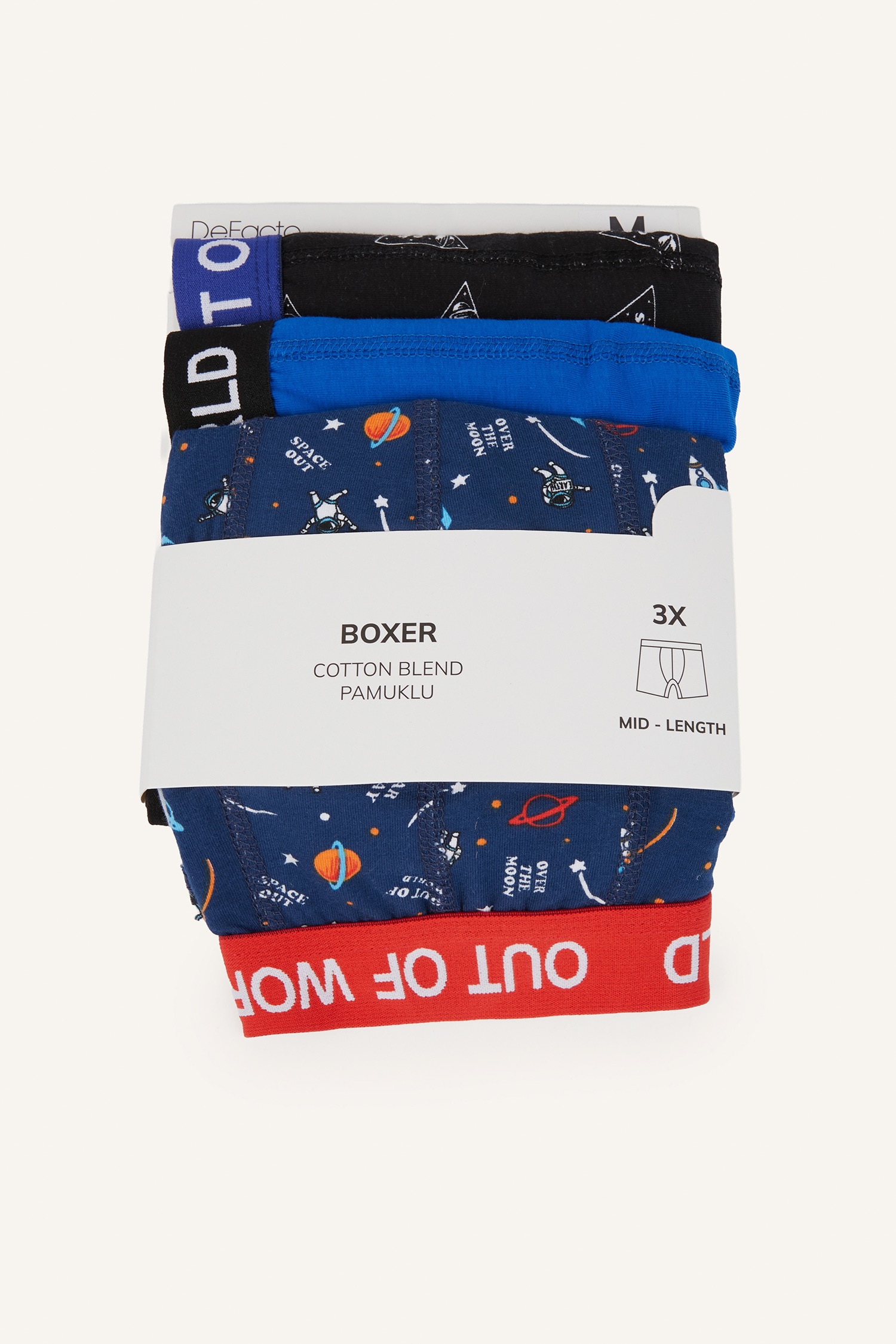 DeFacto Regular Fıt Uzay Baskılı 3'lü Boxer görsel 7