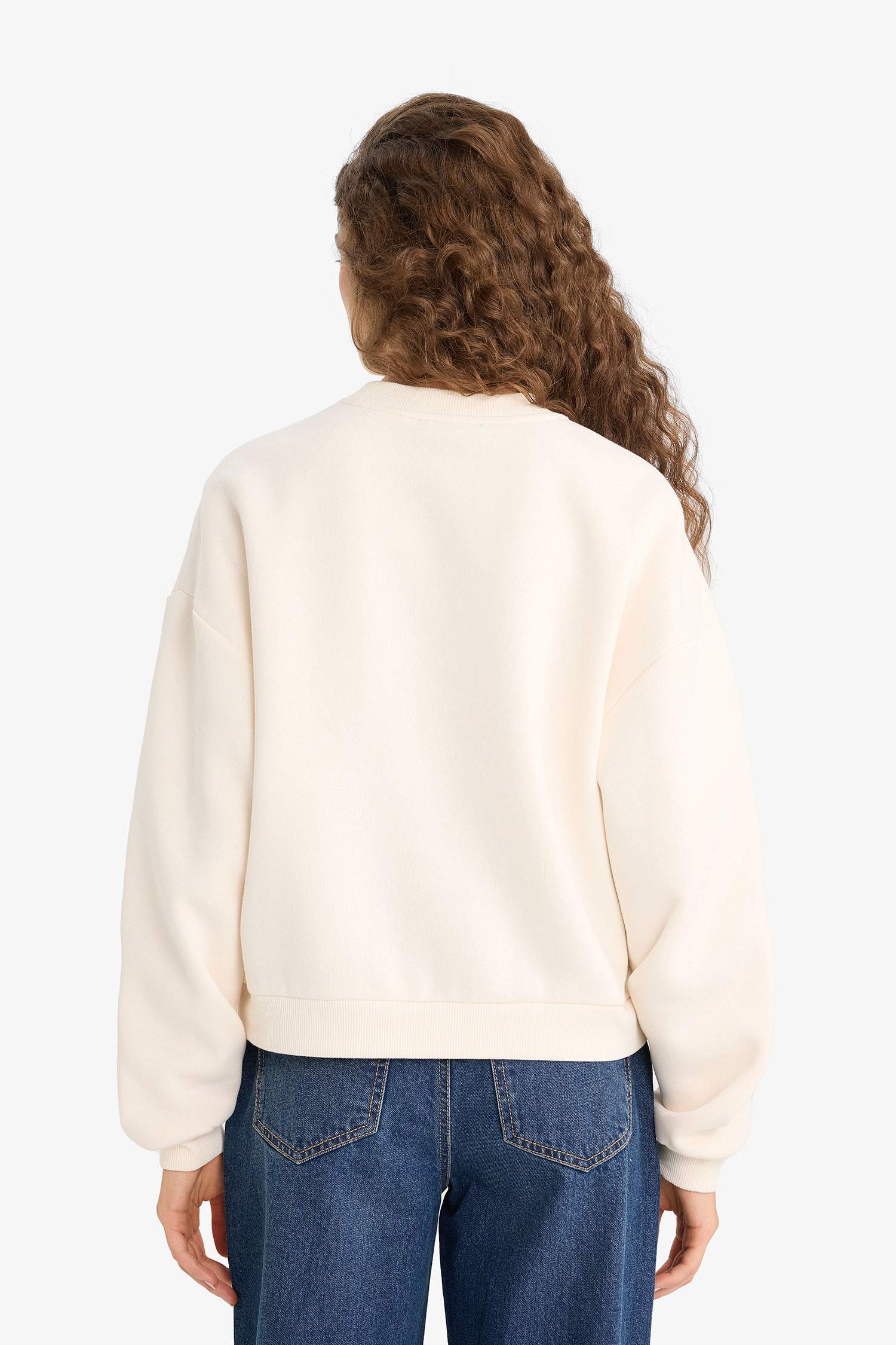 Regular Fit Bisiklet Yaka Baskılı Sweatshirt