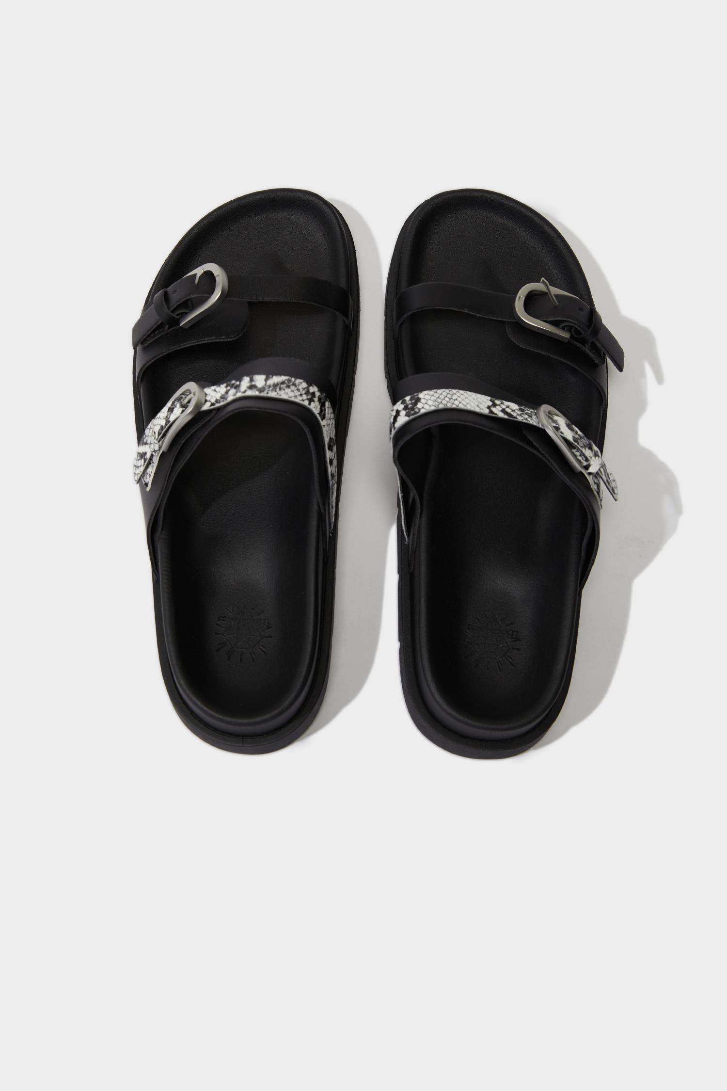 Sandales à deux brides en simili cuir pour femme