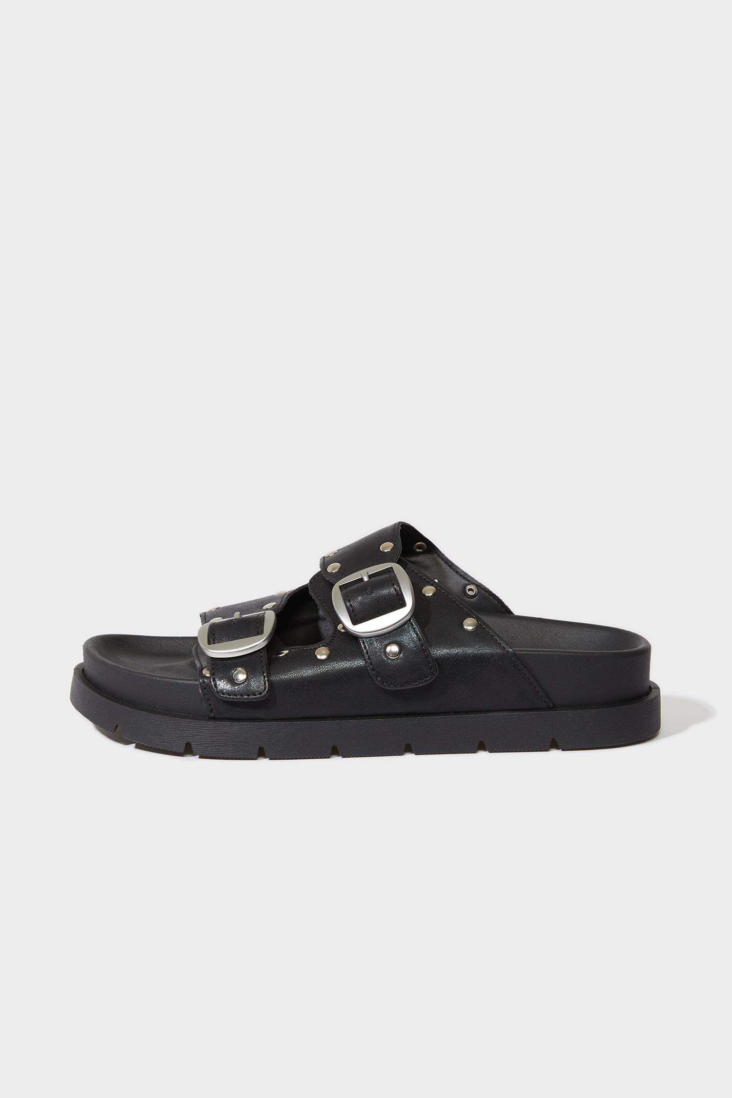 Sandales à deux brides en simili cuir pour femme