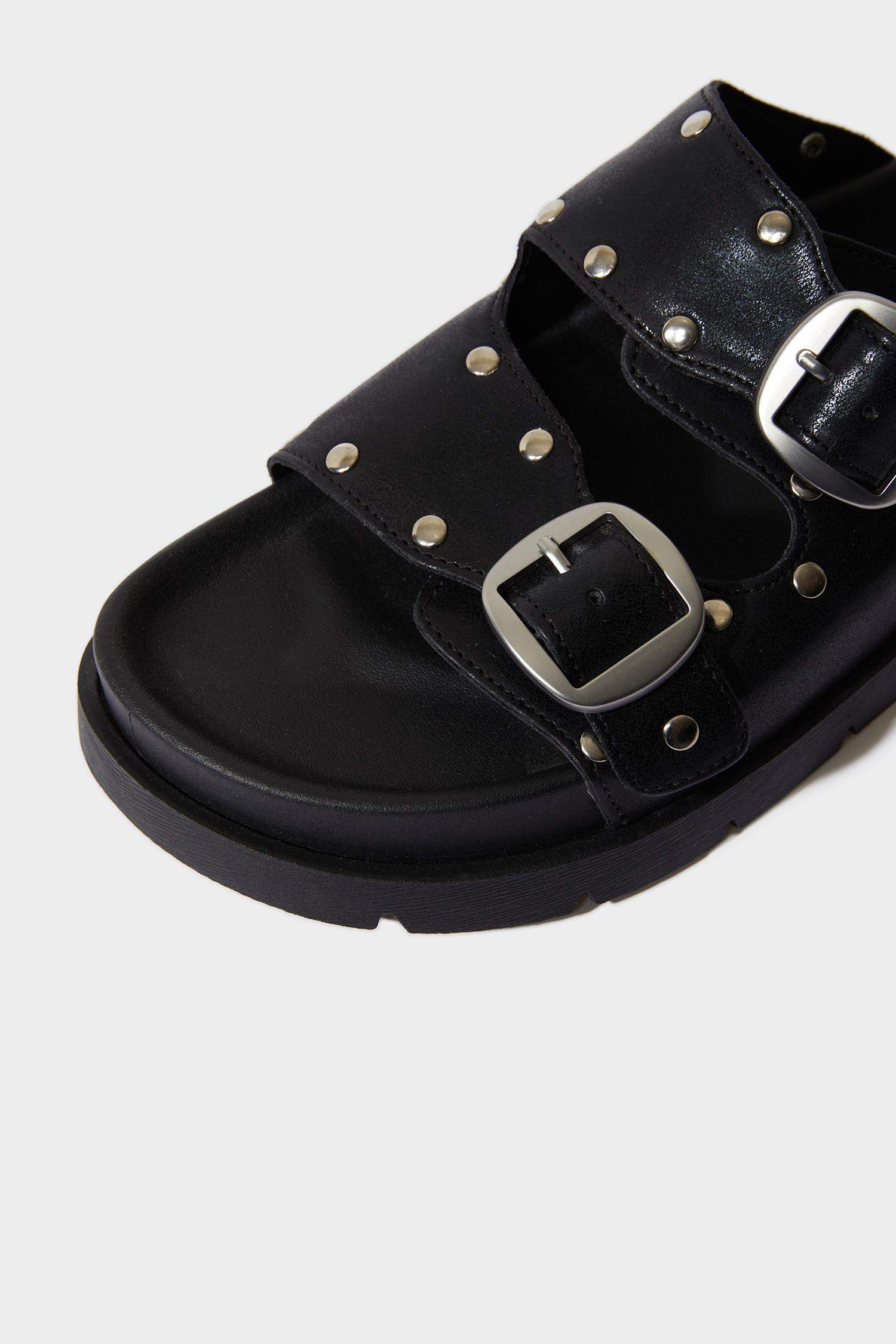 Sandales à deux brides en simili cuir pour femme