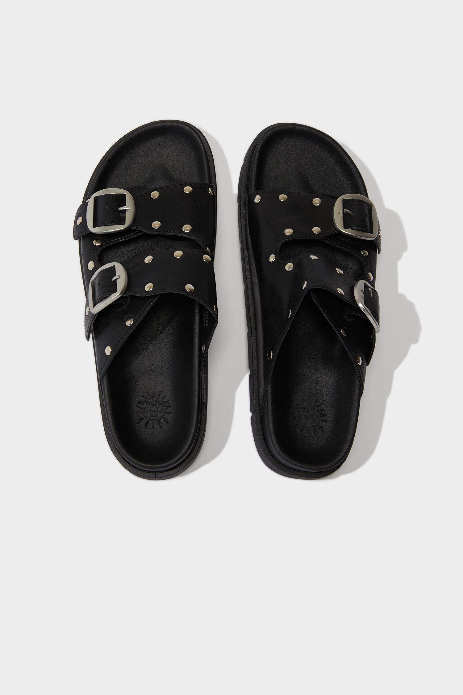 Sandales à deux brides en simili cuir pour femme