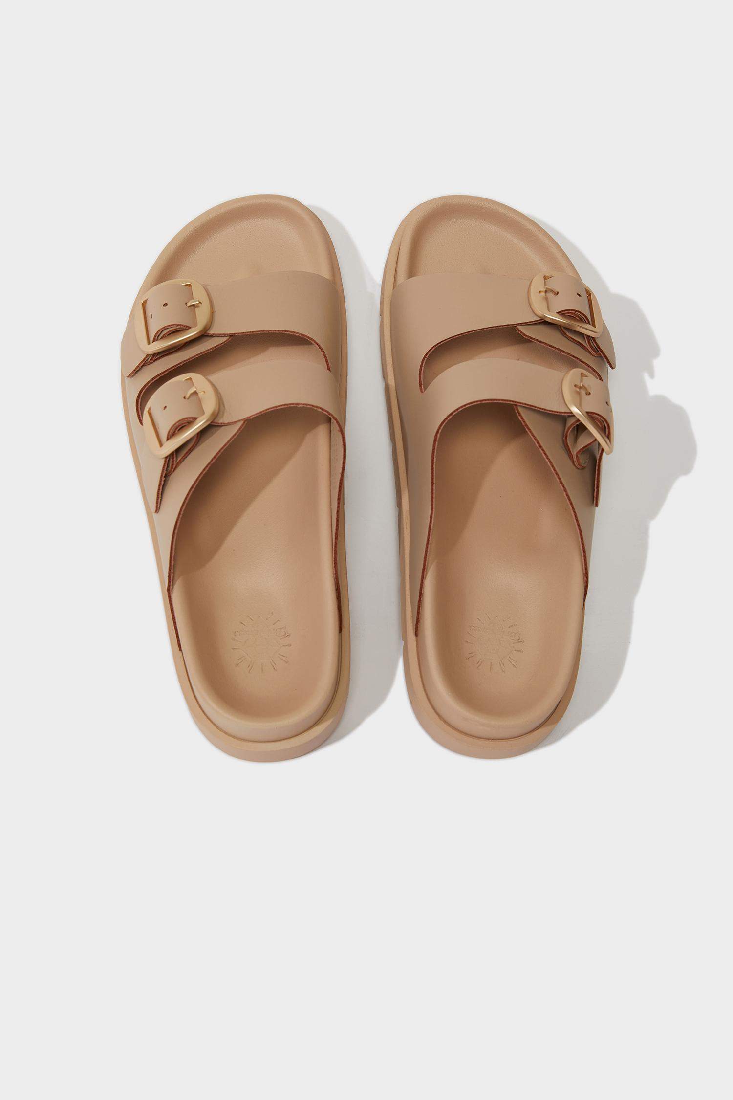 Sandales à deux brides en simili cuir pour femme