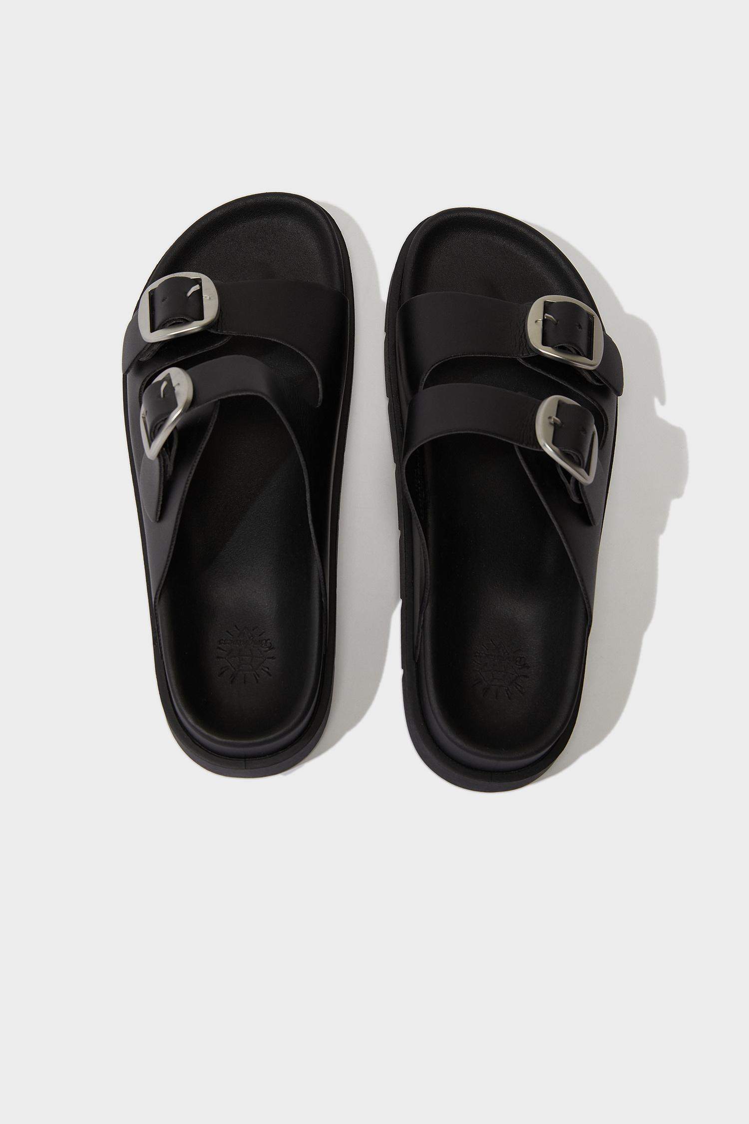 Sandales à deux brides en simili cuir pour femme