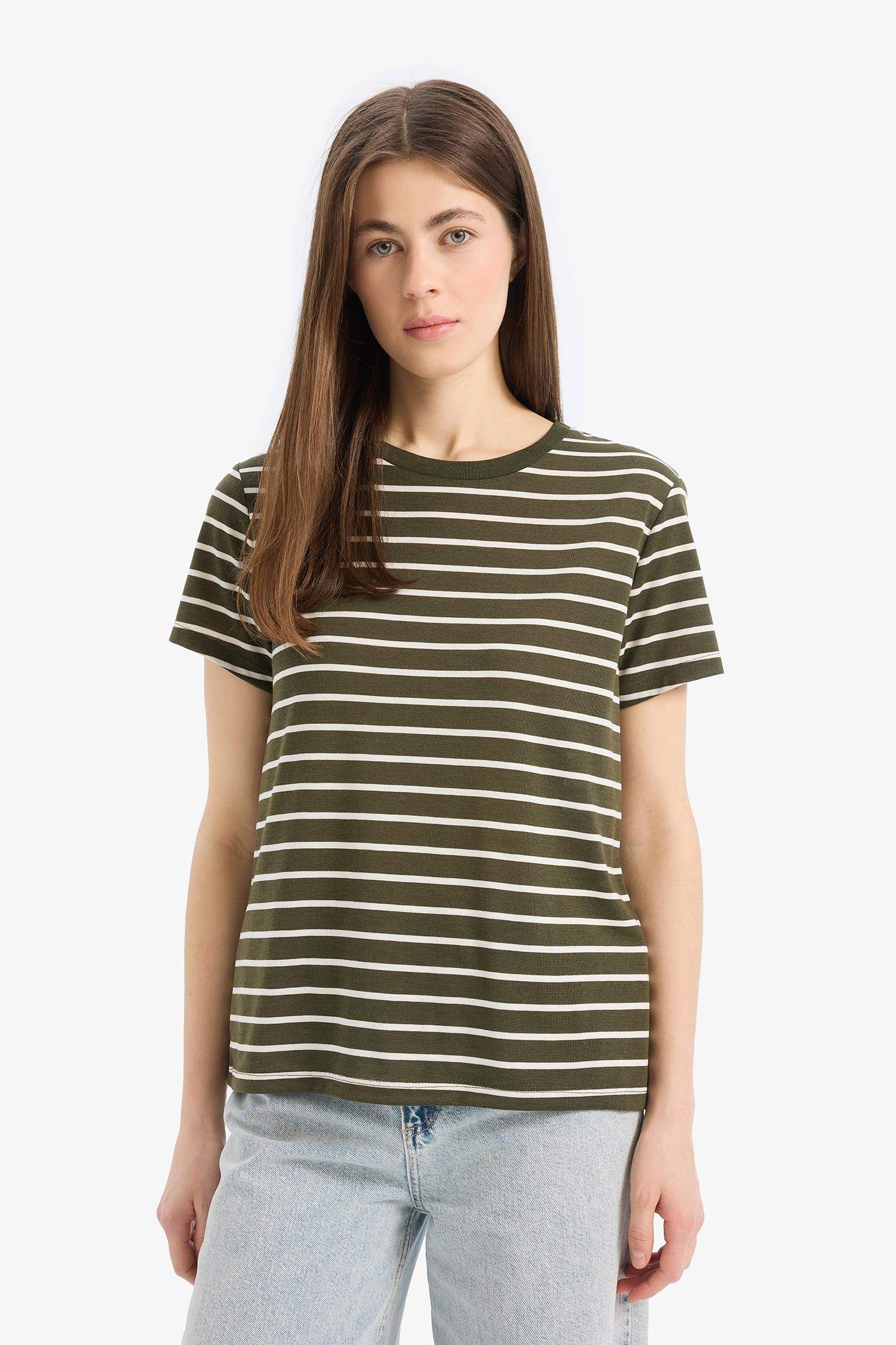 T-shirt basique à col rond et manches courtes Coupe régulière