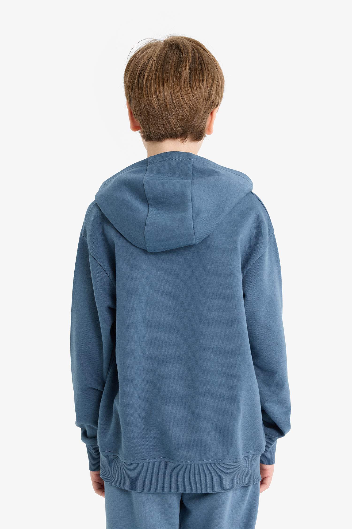 Erkek Çocuk Basic Düz Kapüşonlu Okul Sweatshirt