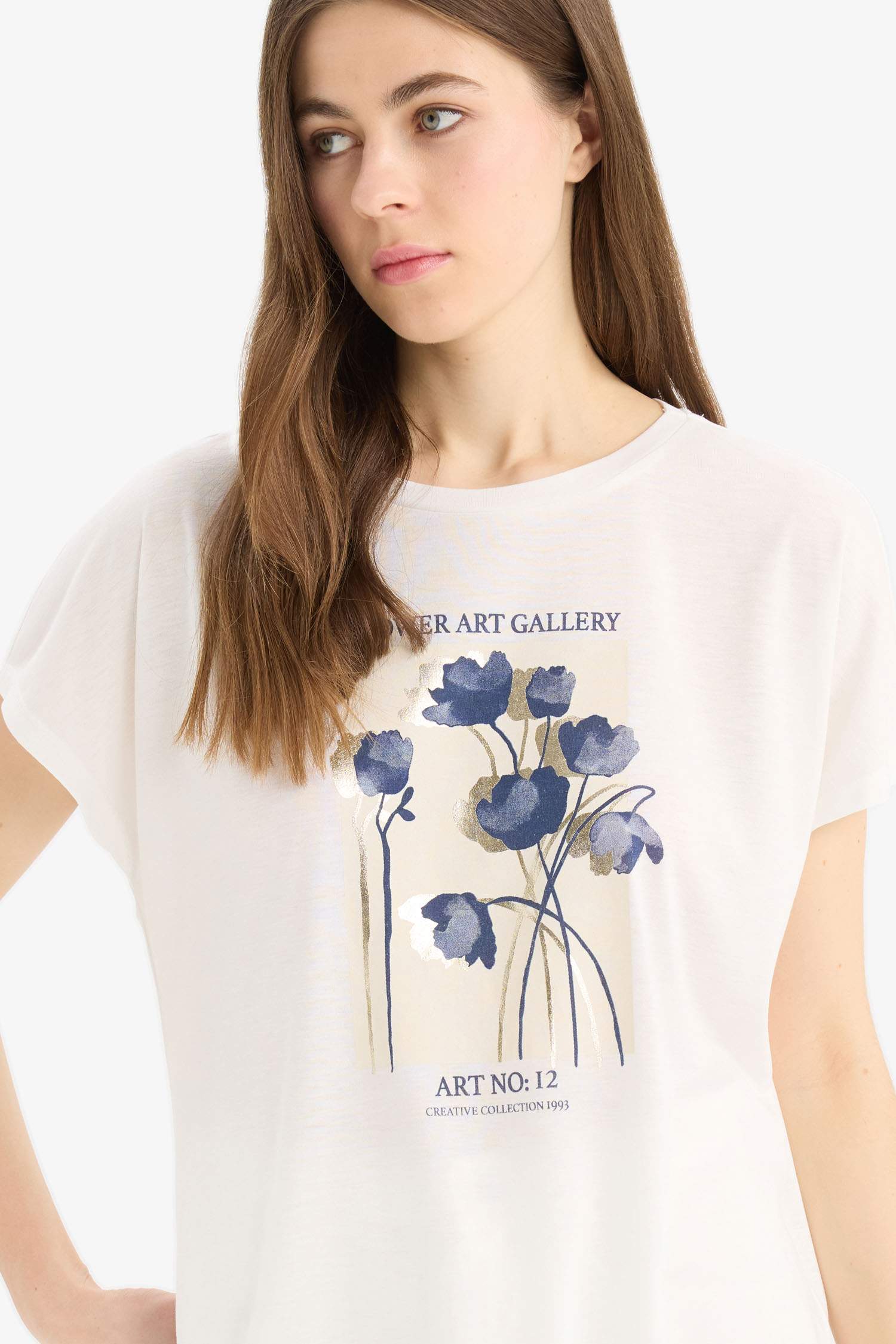 Crew Neck Short Sleeve Floral T-Shirt