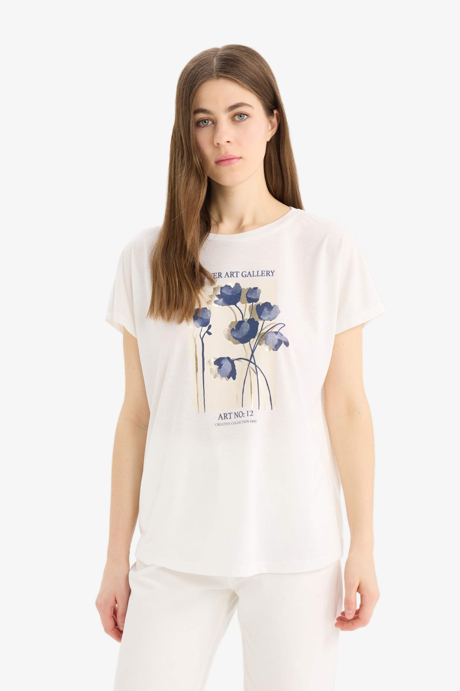 Crew Neck Short Sleeve Floral T-Shirt