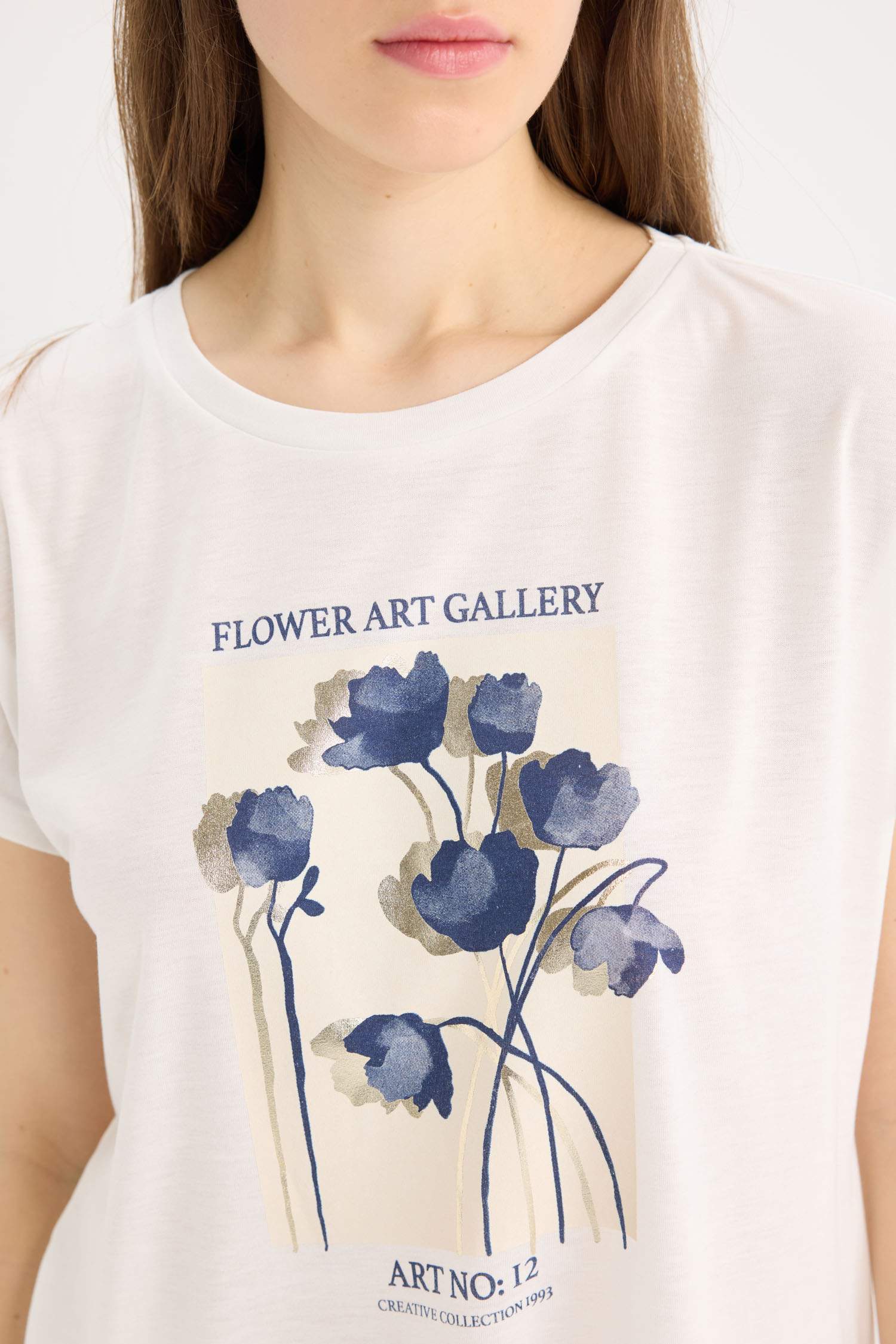 Crew Neck Short Sleeve Floral T-Shirt