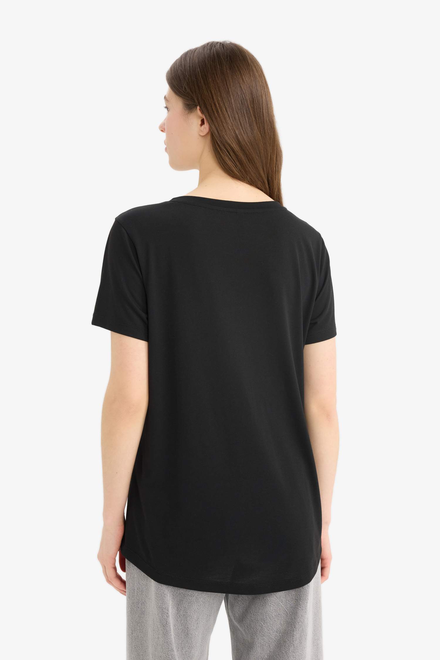 تيشيرت نص كم قصة مريحة مطبوع