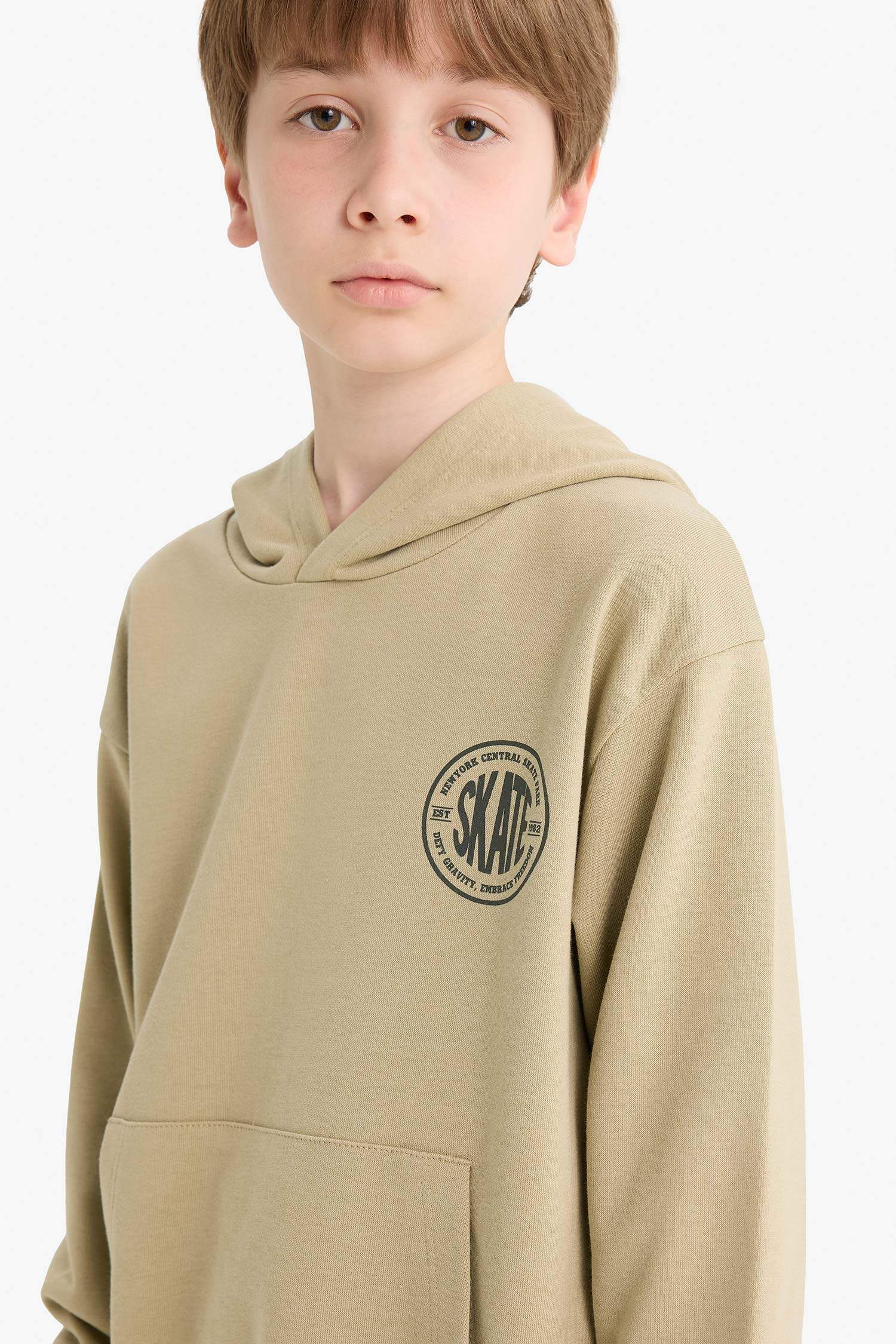 Erkek Çocuk Kapüşonlu Baskılı Okul Sweatshirt