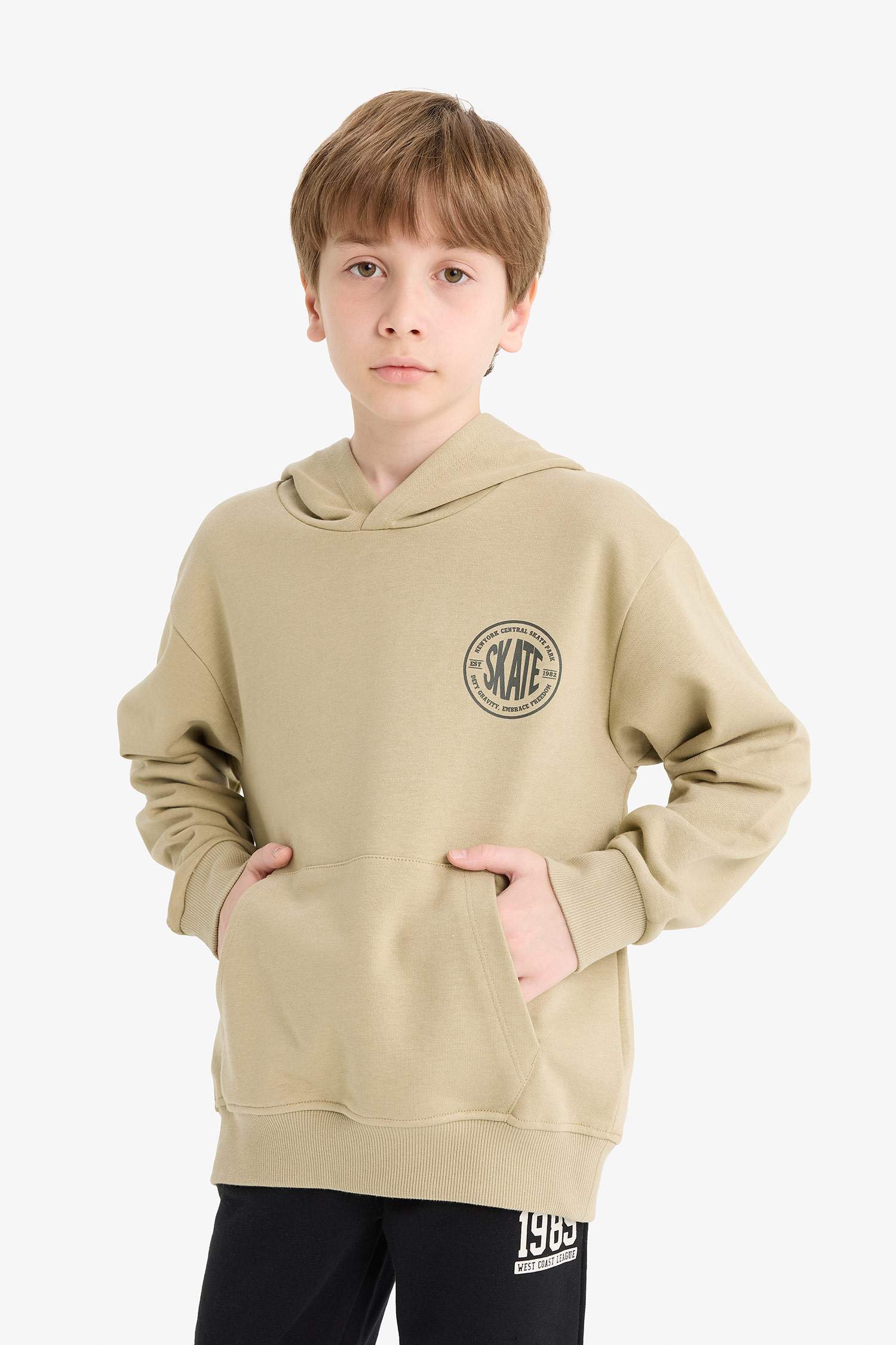 Erkek Çocuk Kapüşonlu Baskılı Okul Sweatshirt