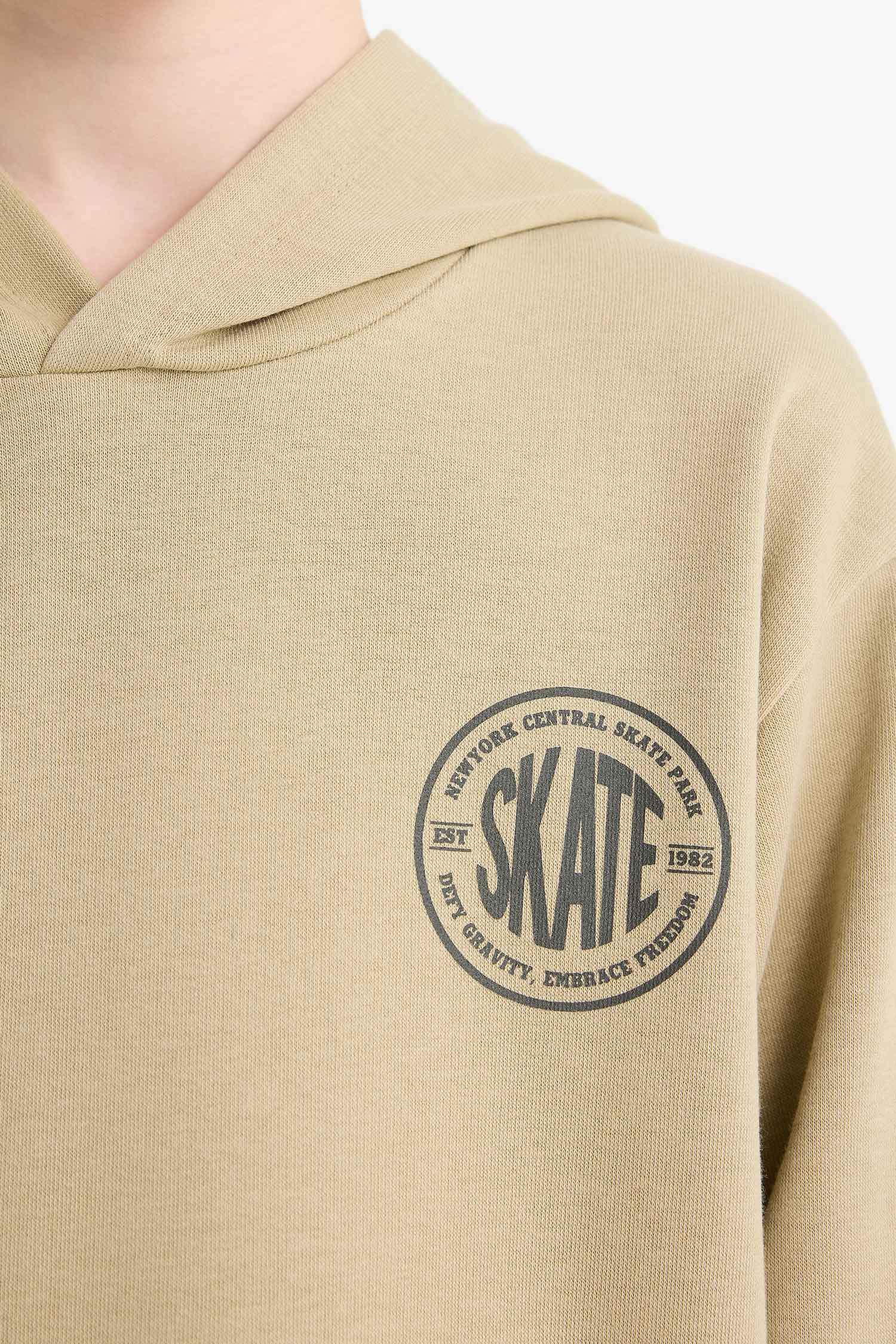 Erkek Çocuk Kapüşonlu Baskılı Okul Sweatshirt